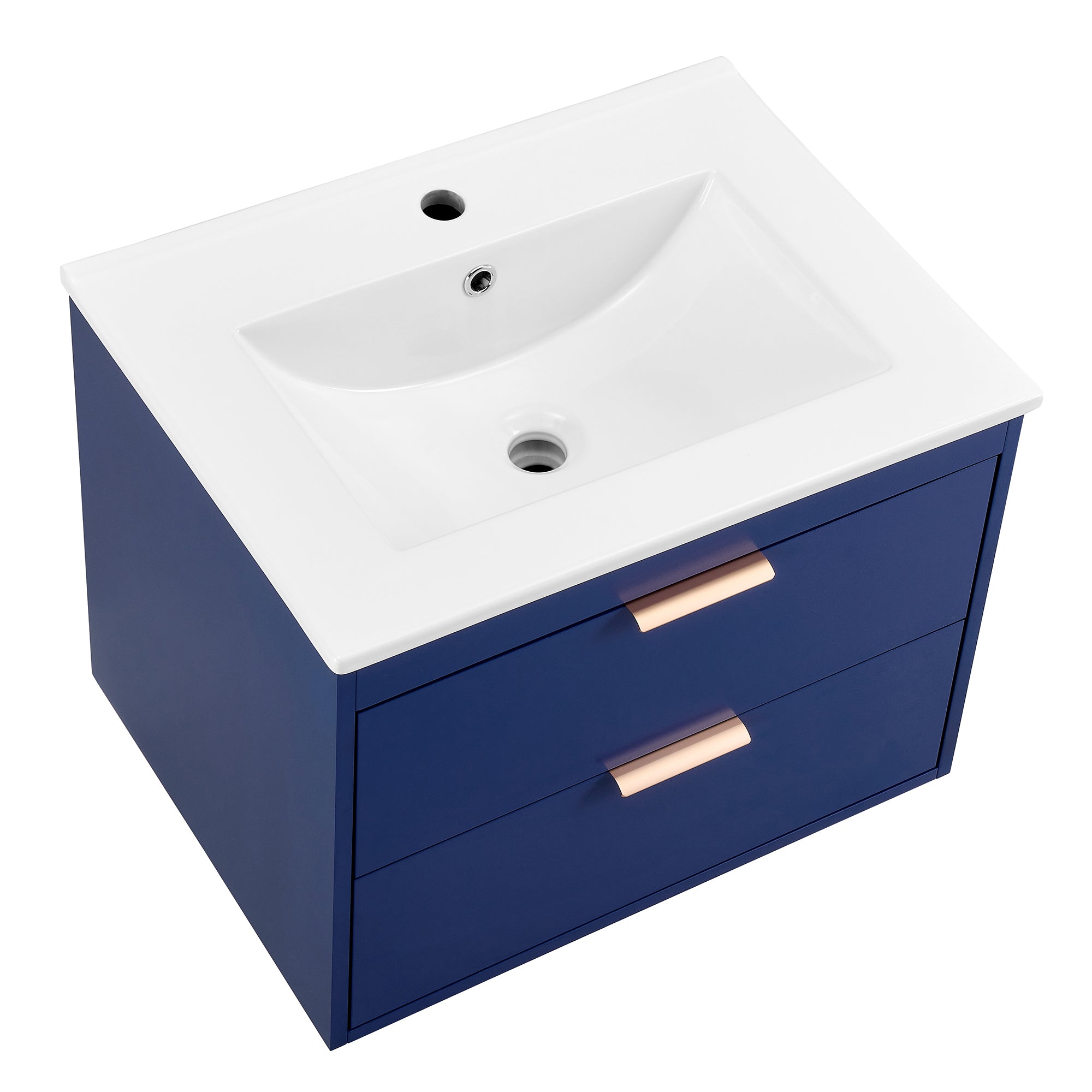 24 in. W x 19 in. H MDF Floating Bathroom Vanity with Integrated Ceramic Sink and Doors