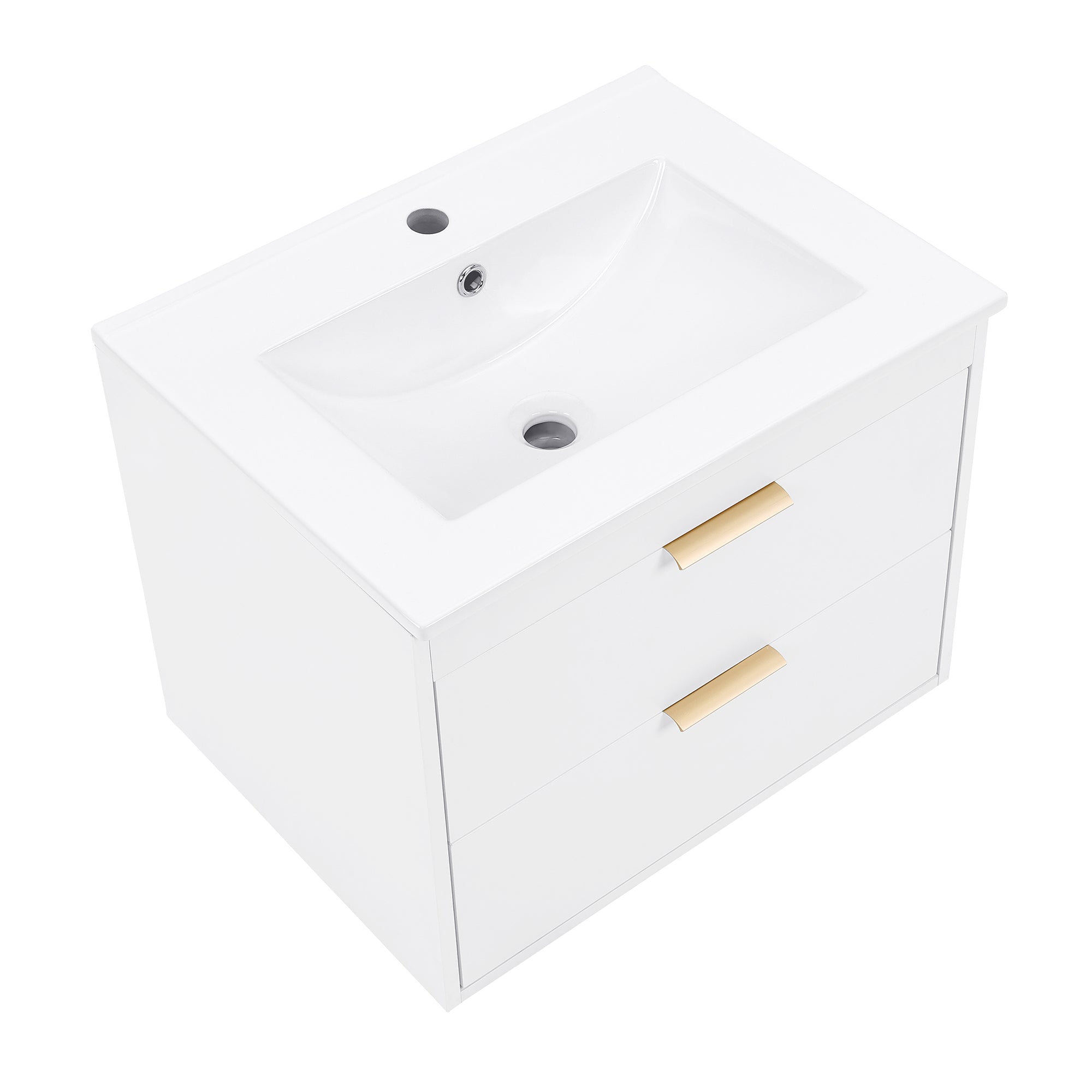 24 in. W x 19 in. H MDF Floating Bathroom Vanity with Integrated Ceramic Sink and Doors