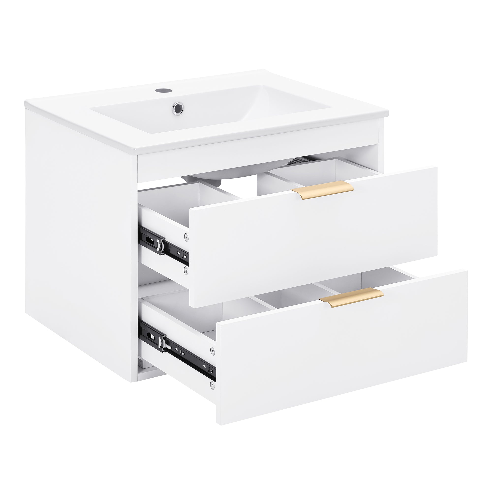 24 in. W x 19 in. H MDF Floating Bathroom Vanity with Integrated Ceramic Sink and Doors