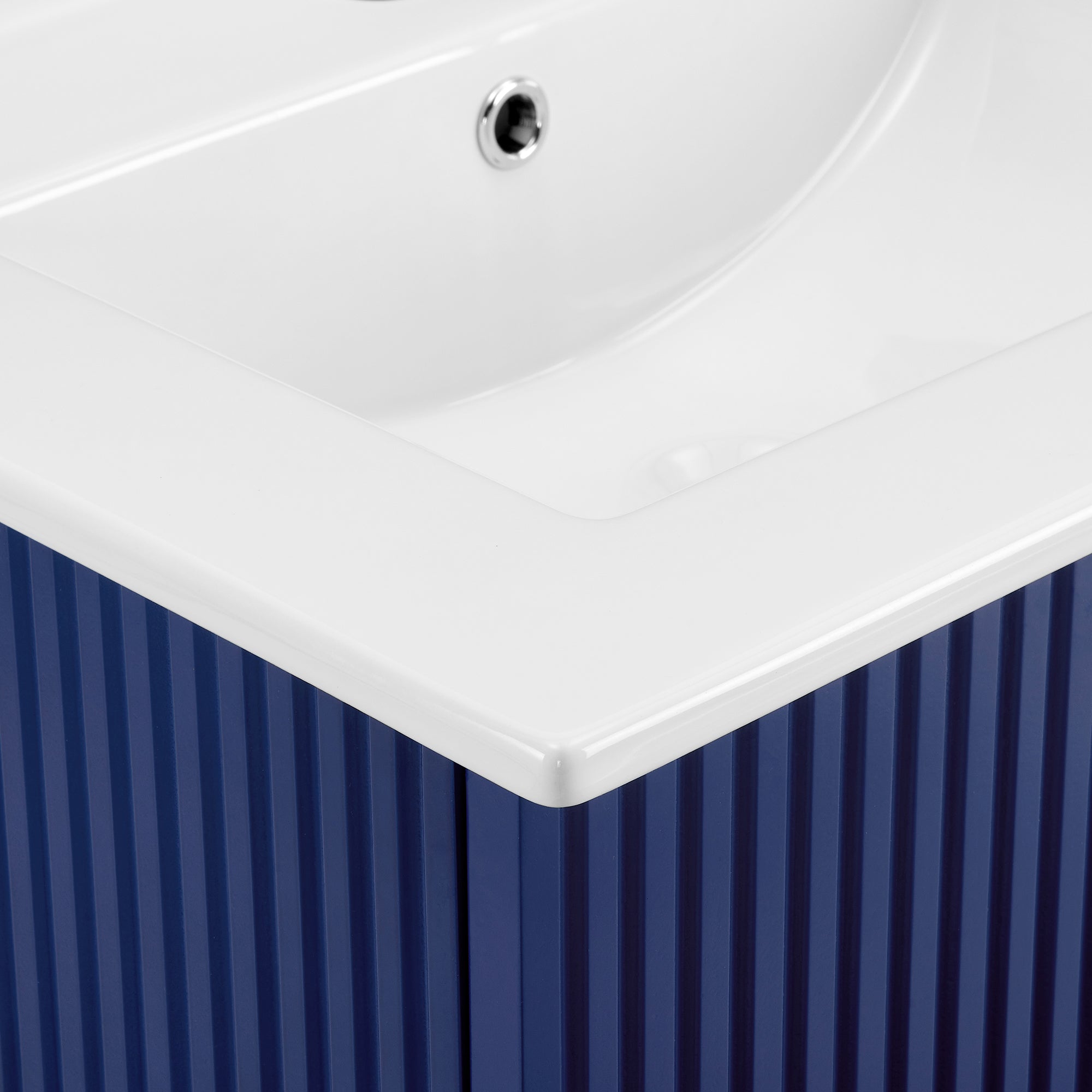 24 Inches MDF Floating Bathroom Vanity with Integrated Ceramic Sink and Doors