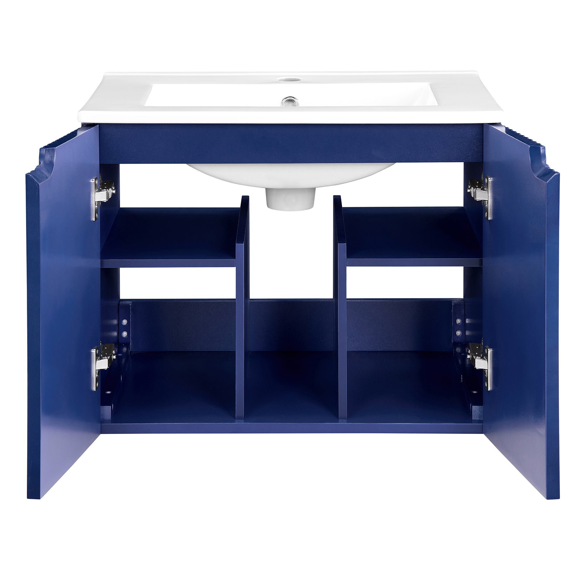 24 Inches MDF Floating Bathroom Vanity with Integrated Ceramic Sink and Doors