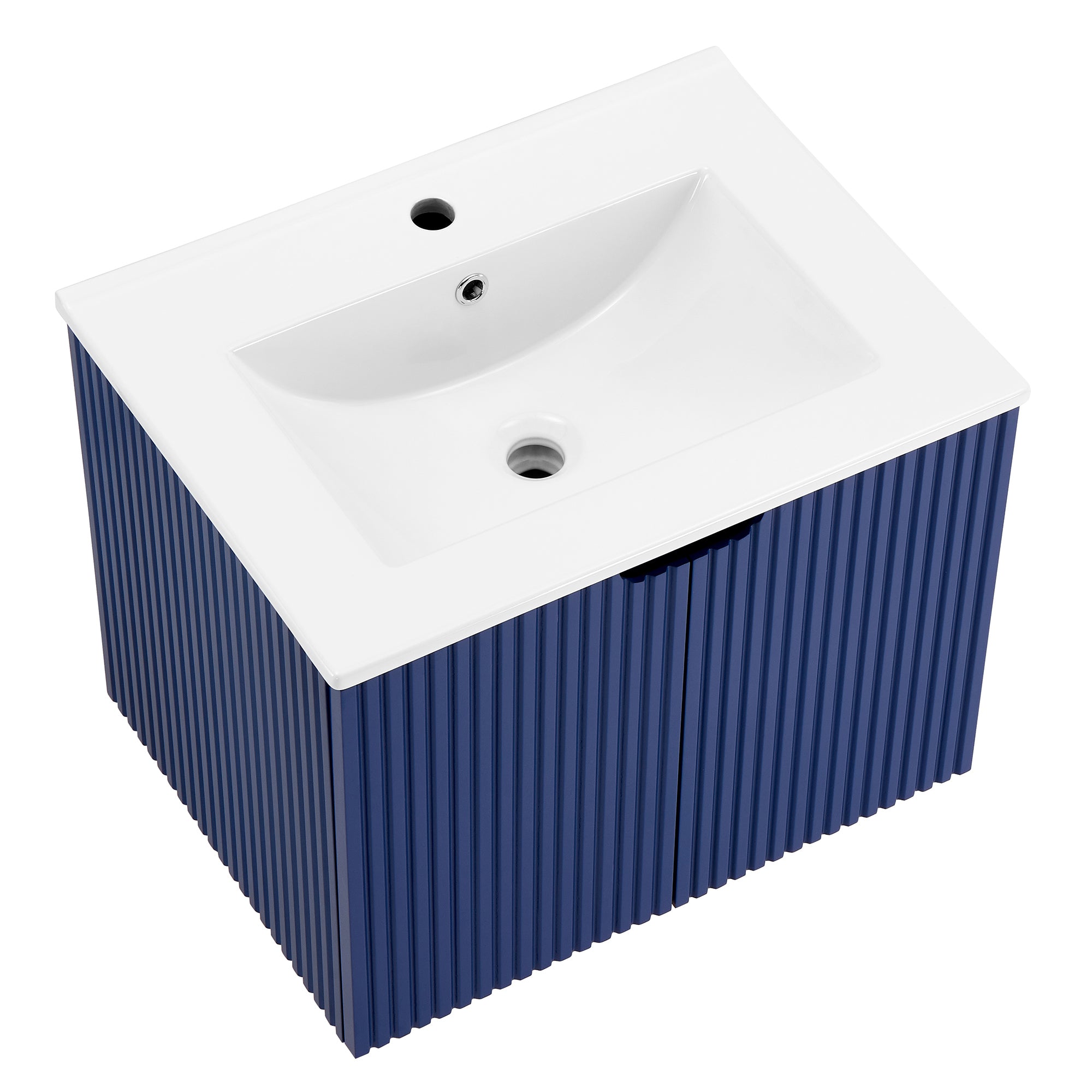 24 Inches MDF Floating Bathroom Vanity with Integrated Ceramic Sink and Doors