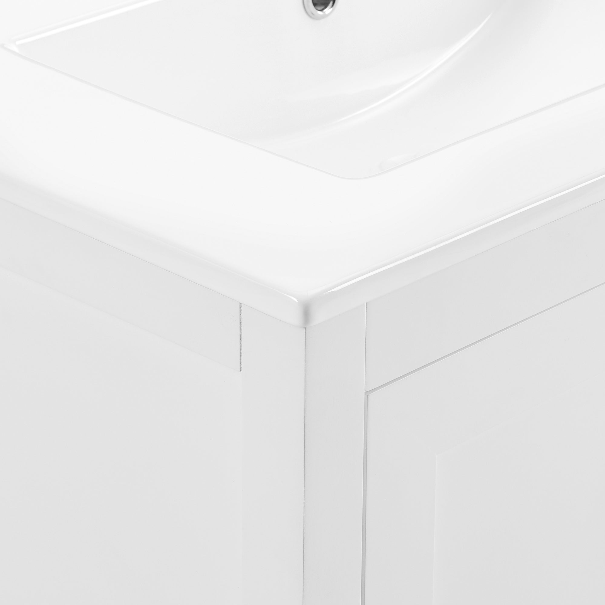 36 Inches MDF Freestanding Bathroom Vanity with Integrated Ceramic Sink and Doors