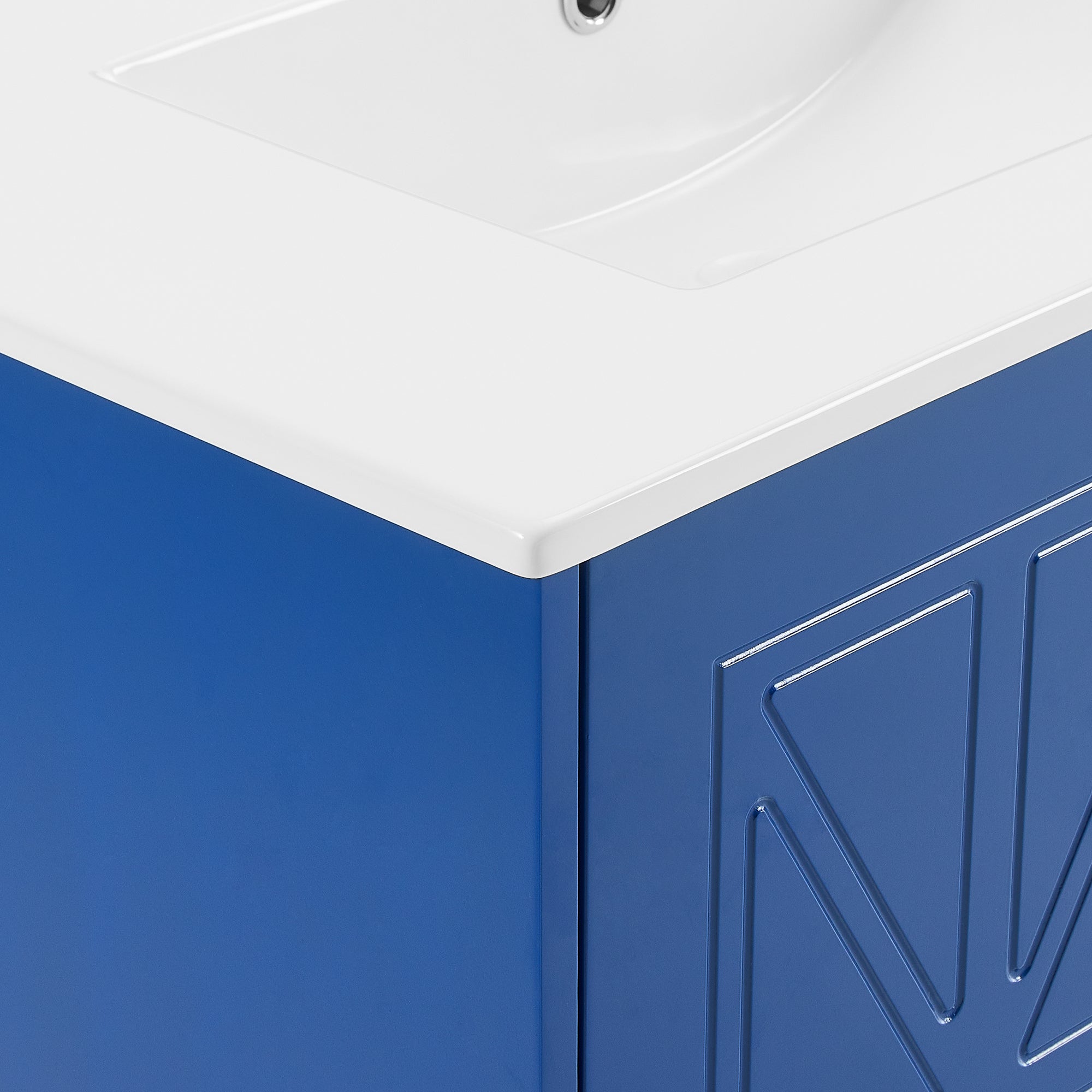 30 Inches MDF Freestanding Bathroom Vanity with Integrated Ceramic Sink and Doors