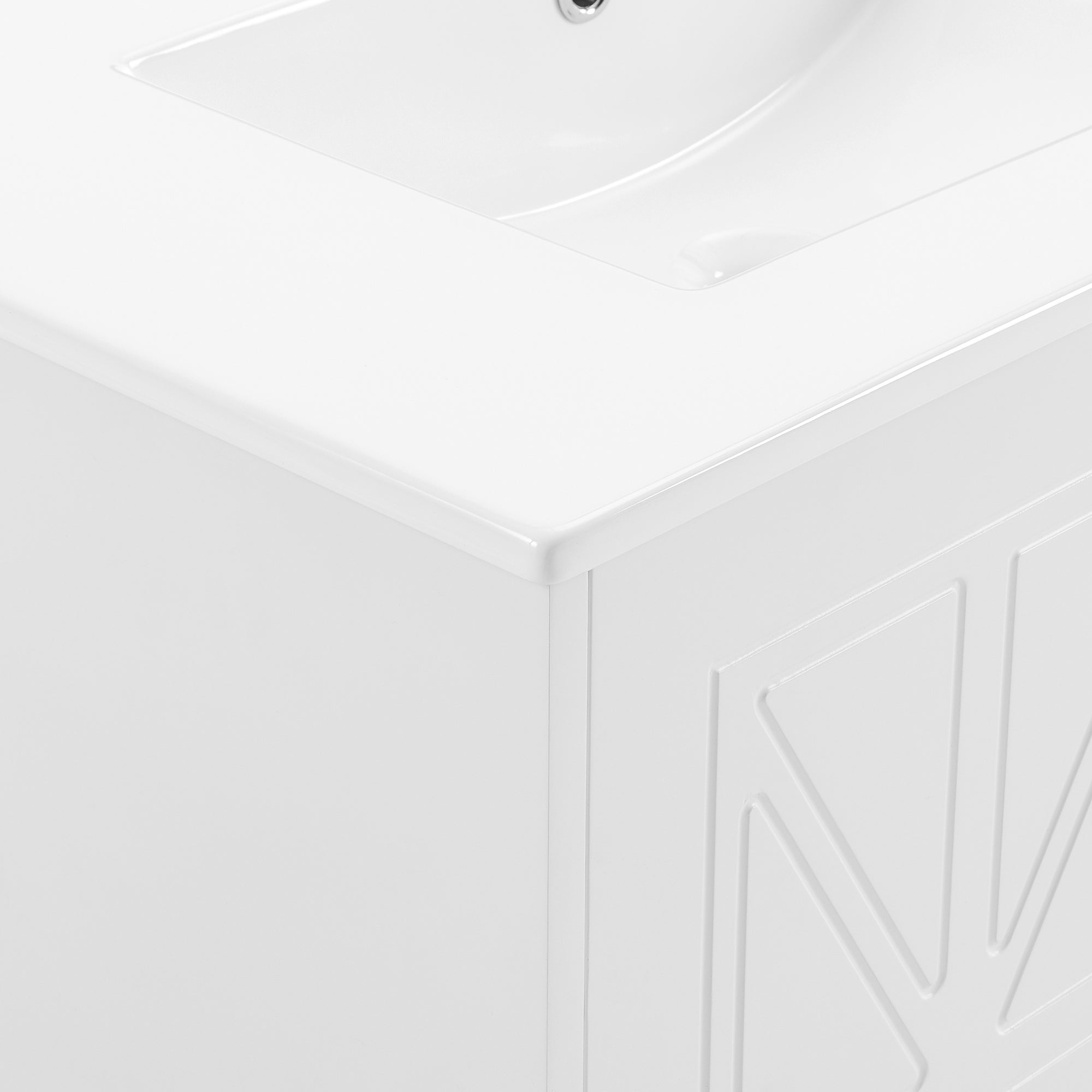 30 Inches MDF Freestanding Bathroom Vanity with Integrated Ceramic Sink and Doors