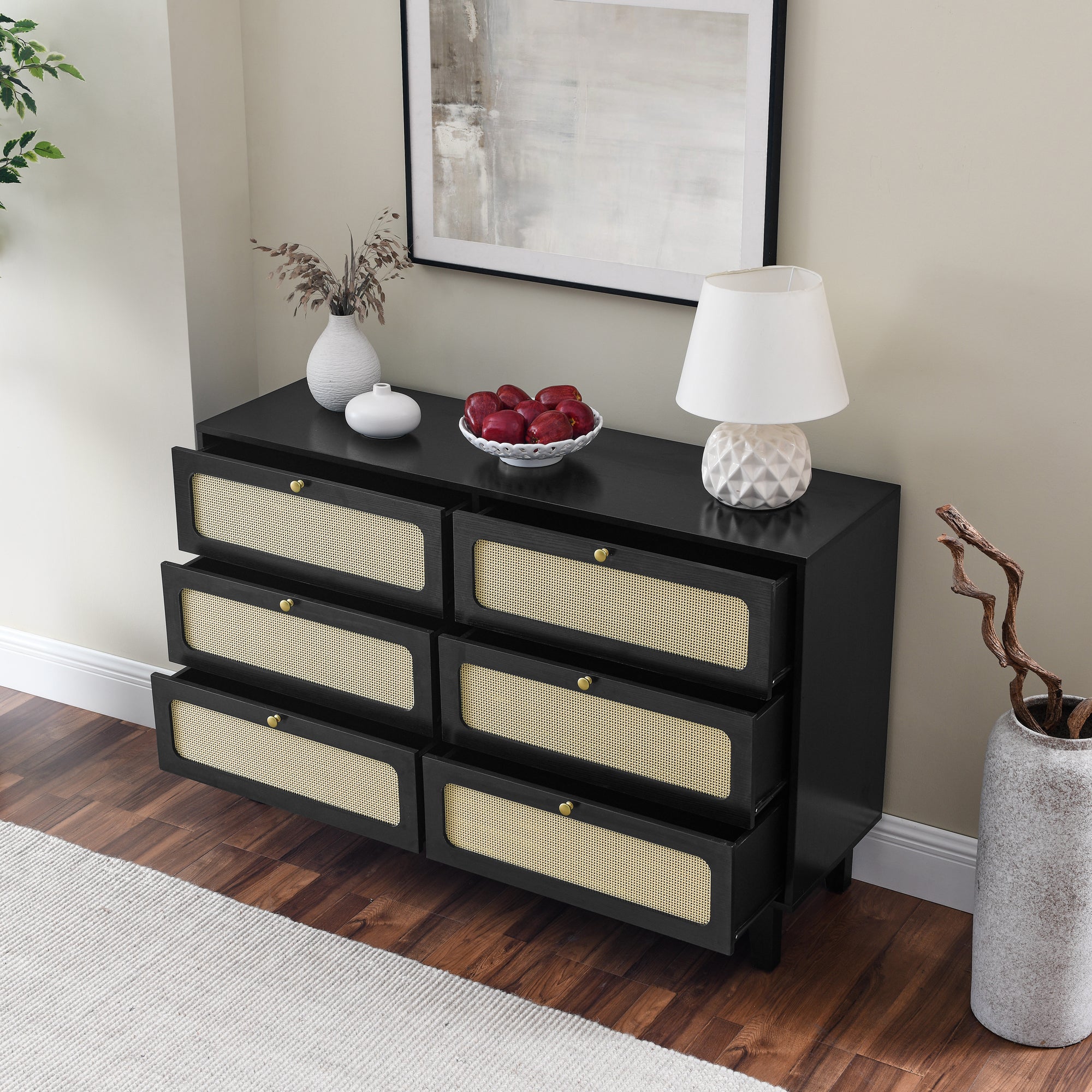 52 Inches 6-Drawer MDF Double Dresser