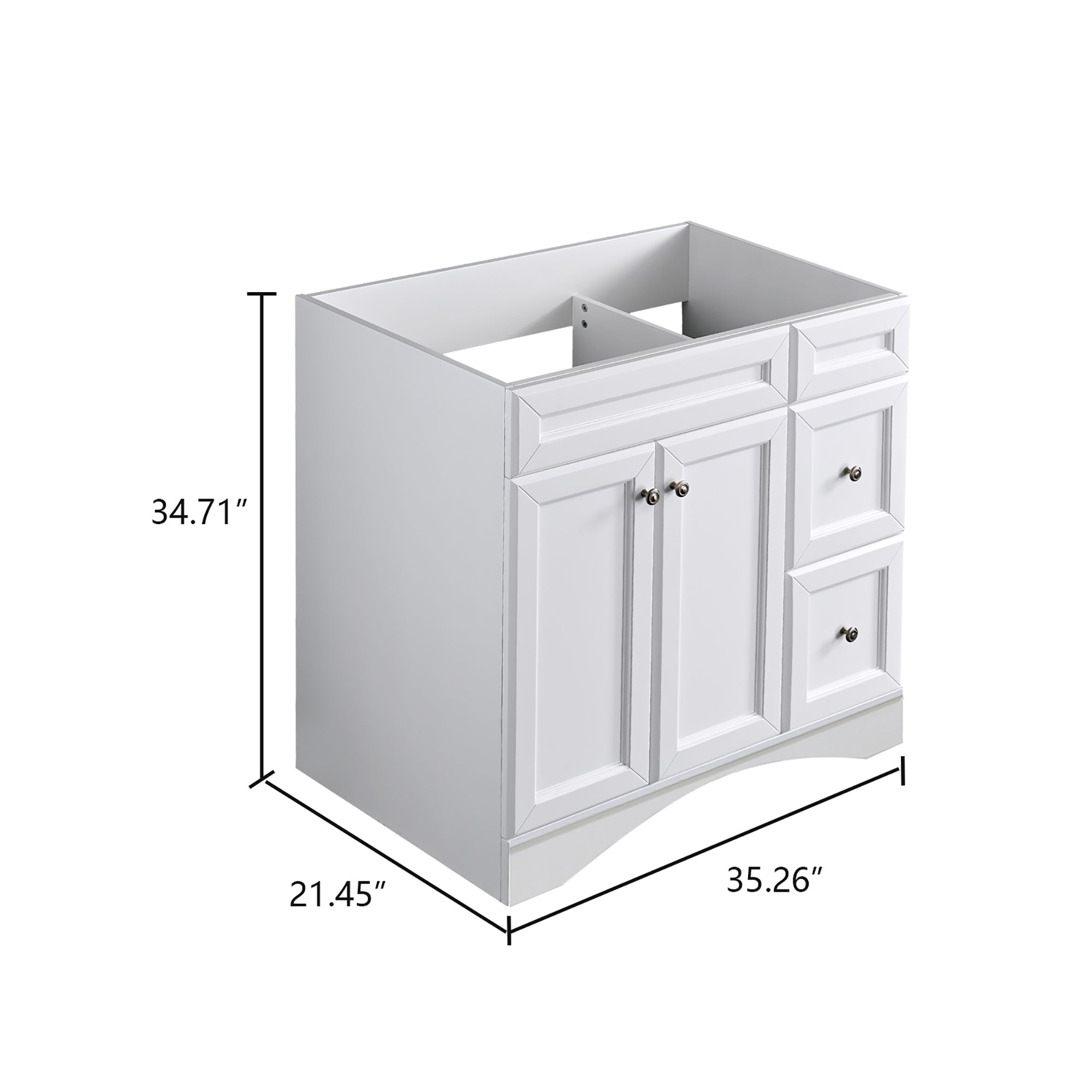 35 Inch MDF Freestanding Bathroom Vanity Base with Drawer and Doors