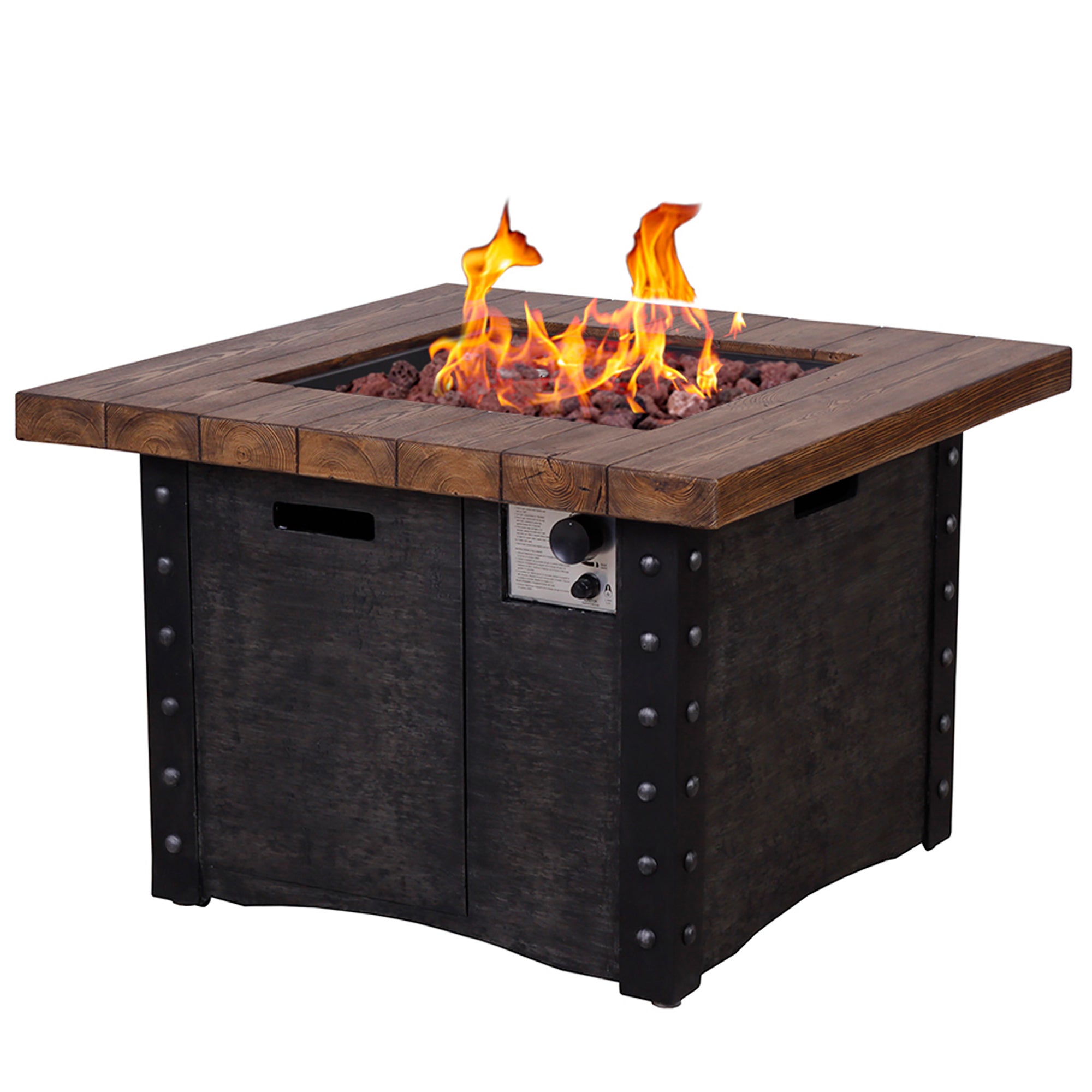 40,000 BTU Steel Outdoor Propane Gas Fire Pit Table with Steel lid and Weather Cover