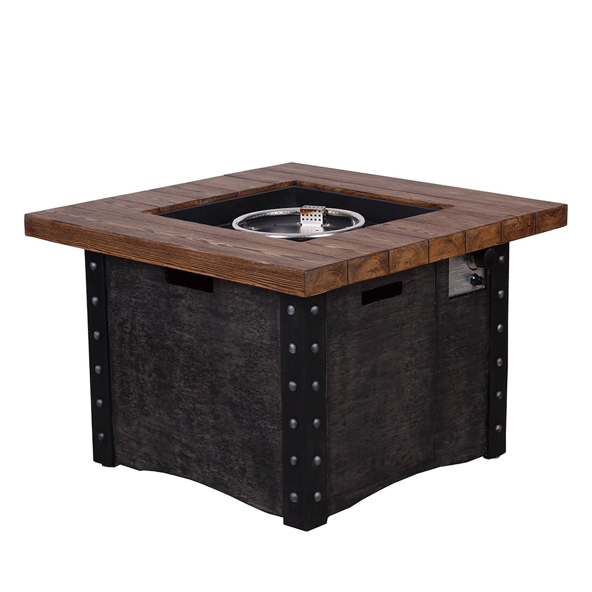 40,000 BTU Steel Outdoor Propane Gas Fire Pit Table with Steel lid and Weather Cover