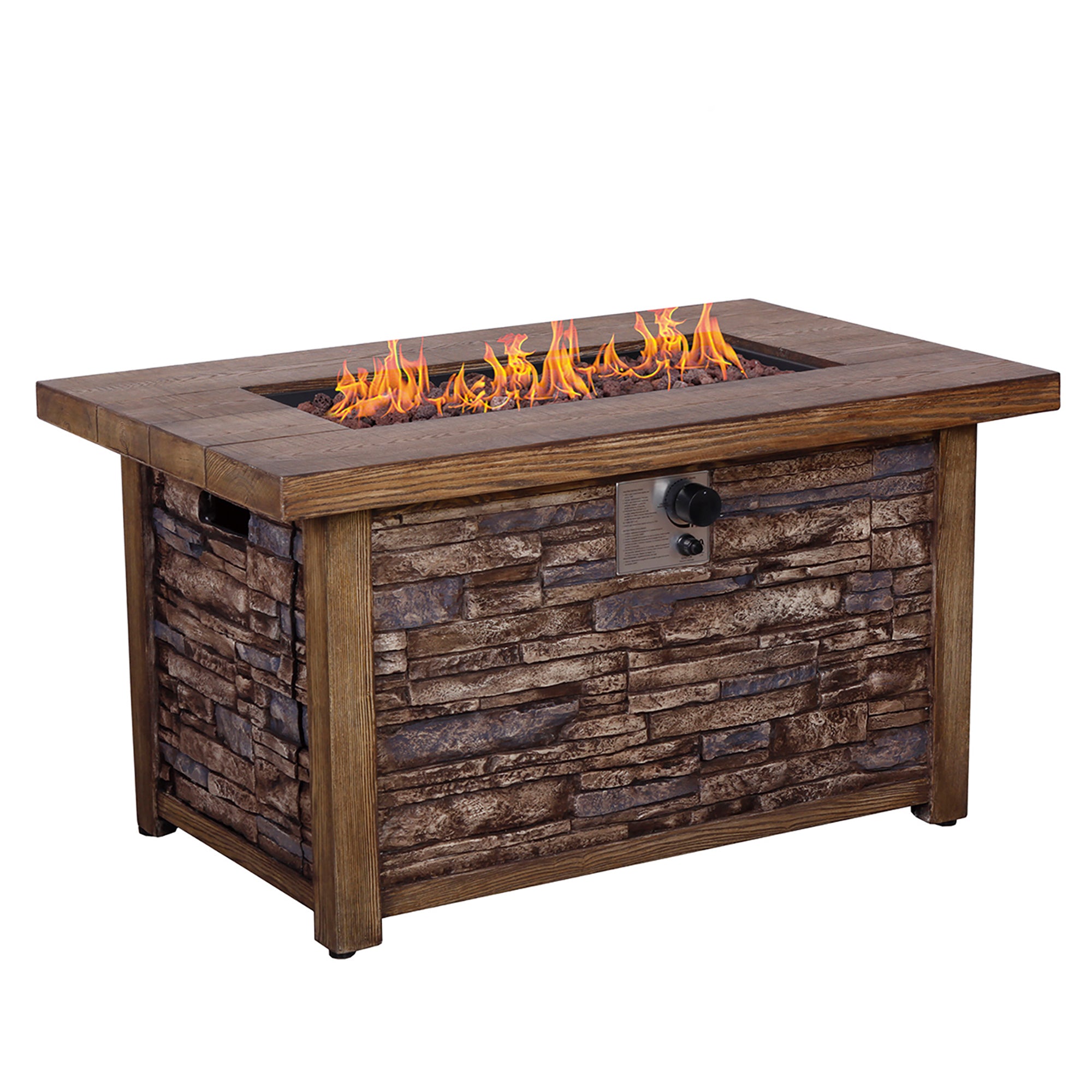 40,000 BTU Steel Outdoor Propane Gas Fire Pit Table with Steel lid and Weather Cover