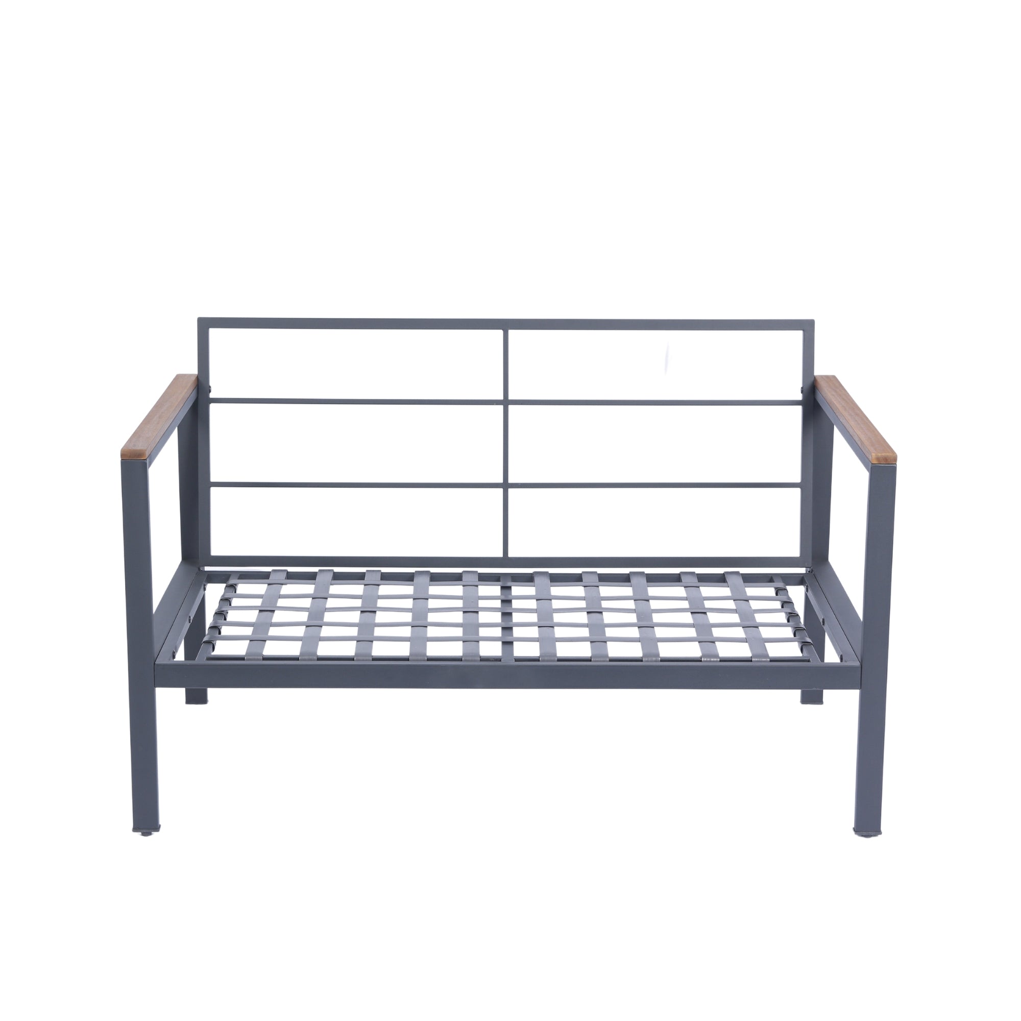 4-Piece Outdoor Patio Sofa Set with Acacia Wood Top and Dark Grey Cushion BOELEPCS01GR