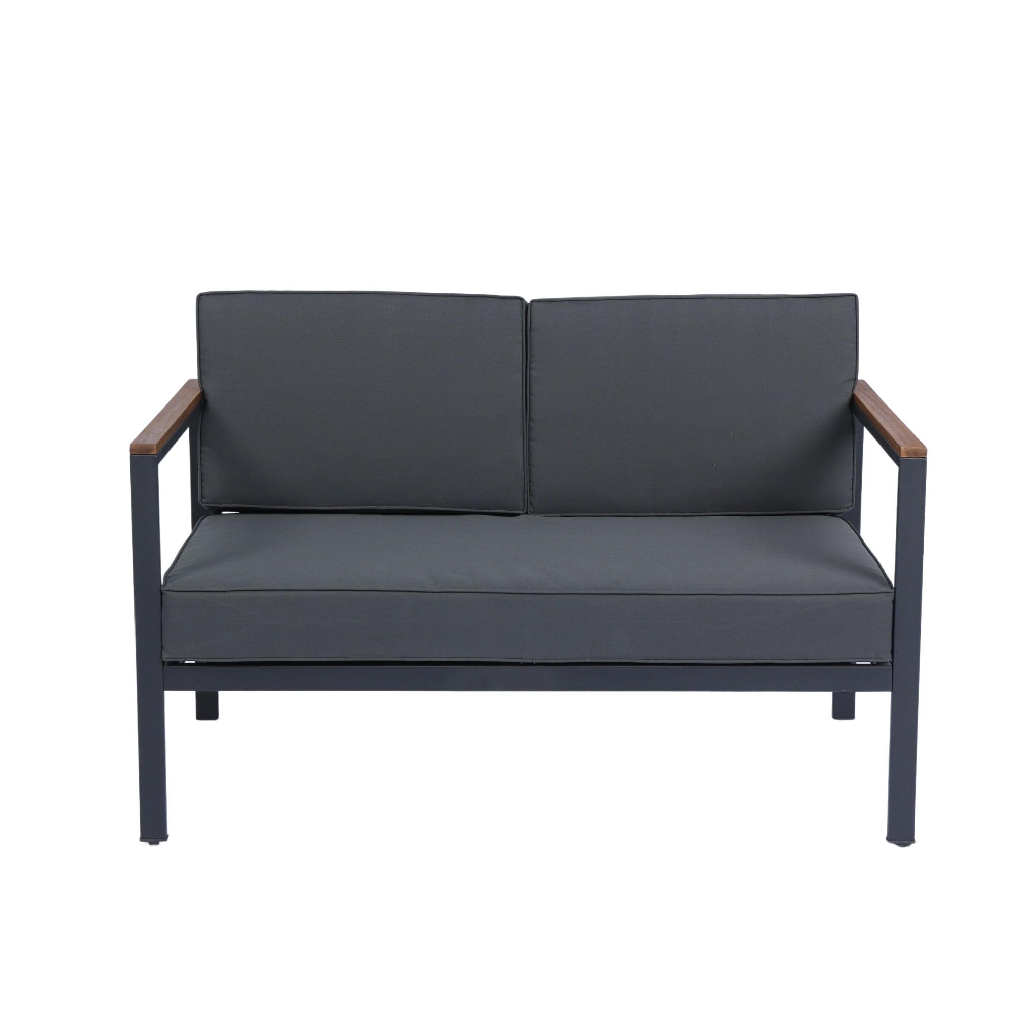 4-Piece Outdoor Patio Sofa Set with Acacia Wood Top and Dark Grey Cushion BOELEPCS01GR