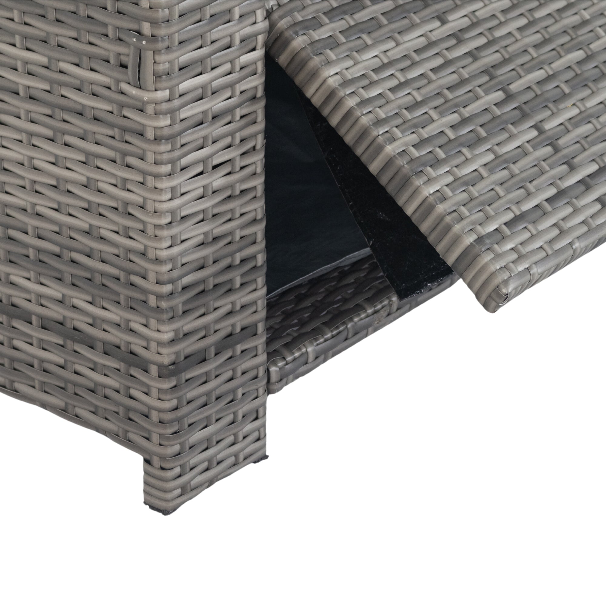 5-Piece Outdoor Patio wicker Conversation Set with 3 Storage Under Seat and Dark Grey Cushion JMELEPCS03GR