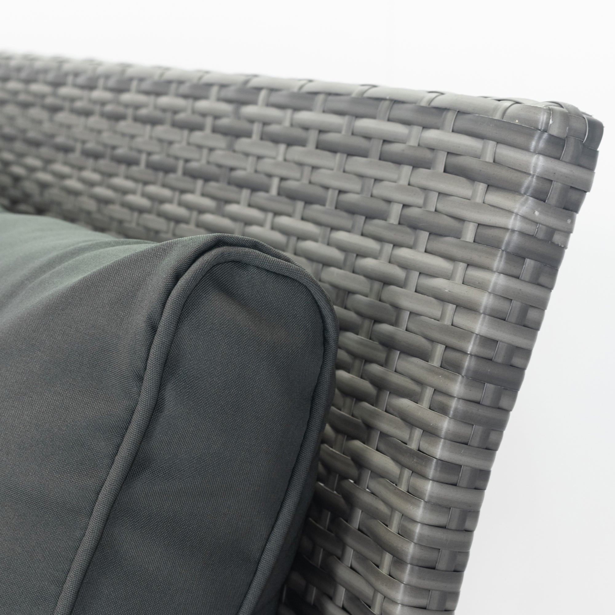 5-Piece Outdoor Patio wicker Conversation Set with 3 Storage Under Seat and Dark Grey Cushion JMELEPCS03GR