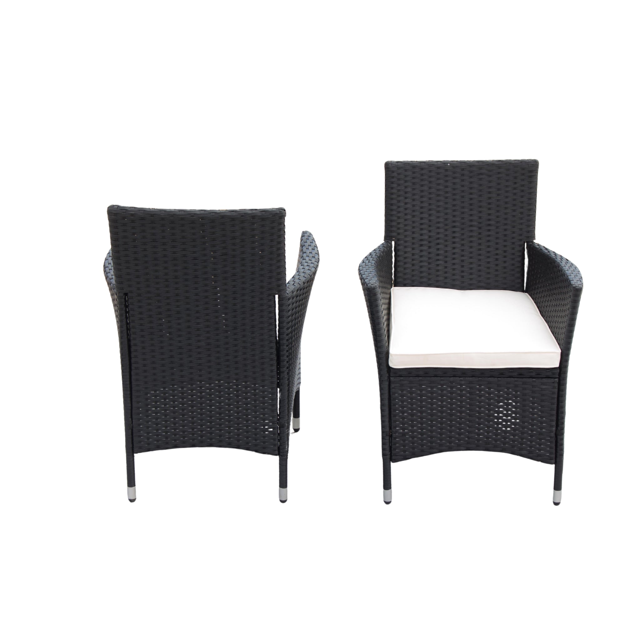 5-piece Outdoor Patio Wicker Dining Set with Acacia Wood Top and Creme Cushion BOELEPD05B-CR