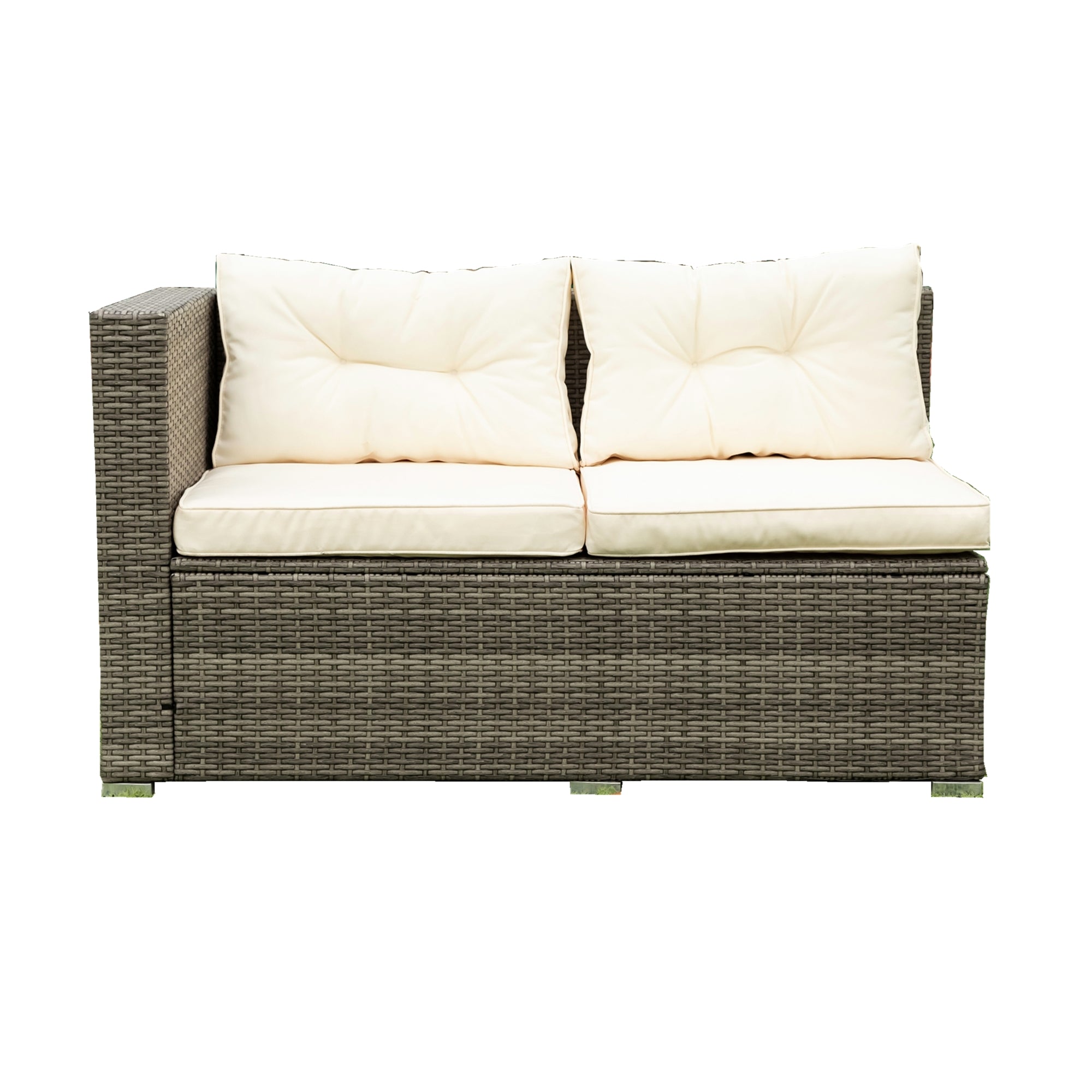 4-Piece Outdoor Patio Wicker Rattan Sectional Sofa Set with Storage Box and Cushions BOELEPS01TA-CR