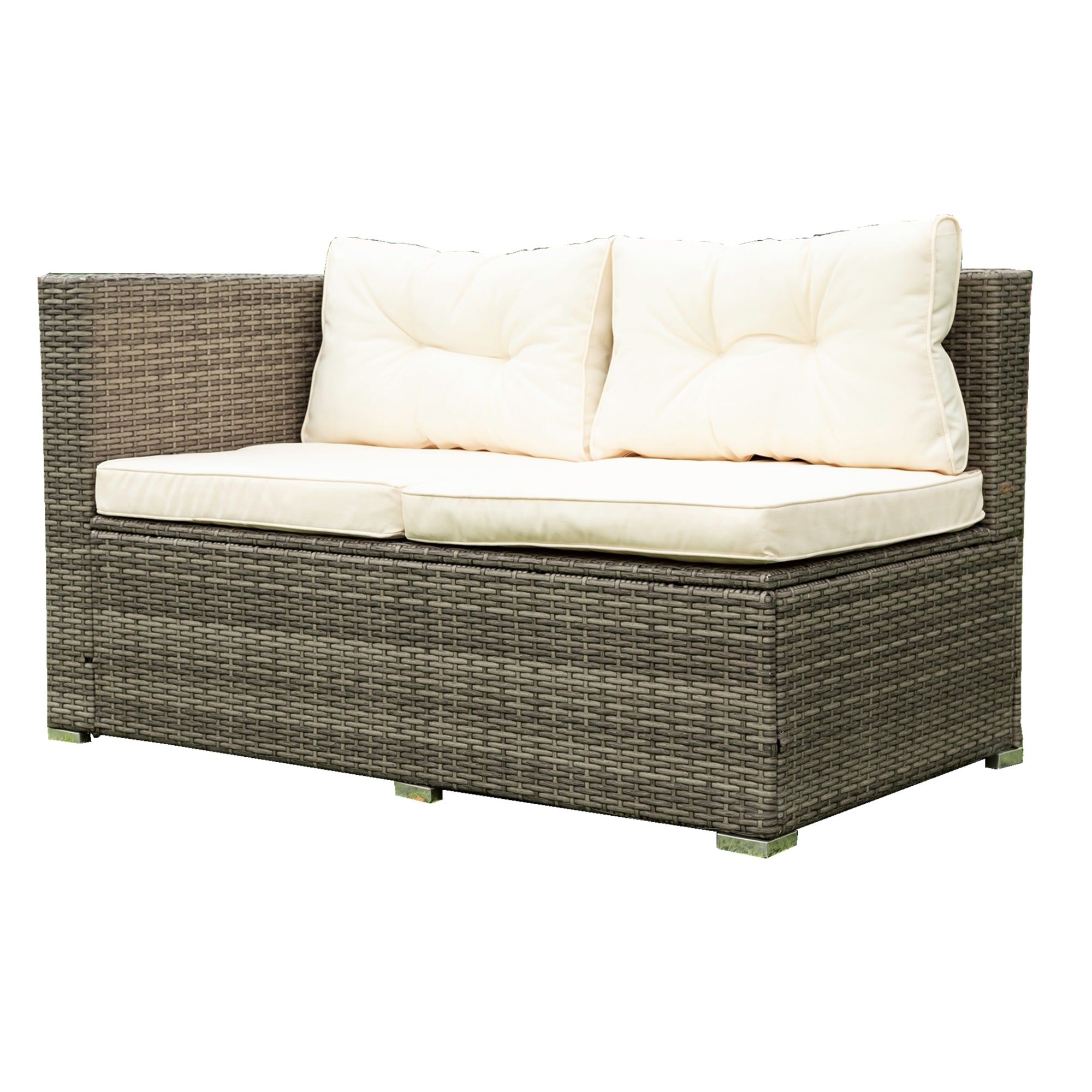 4-Piece Outdoor Patio Wicker Rattan Sectional Sofa Set with Storage Box and Cushions BOELEPS01TA-CR