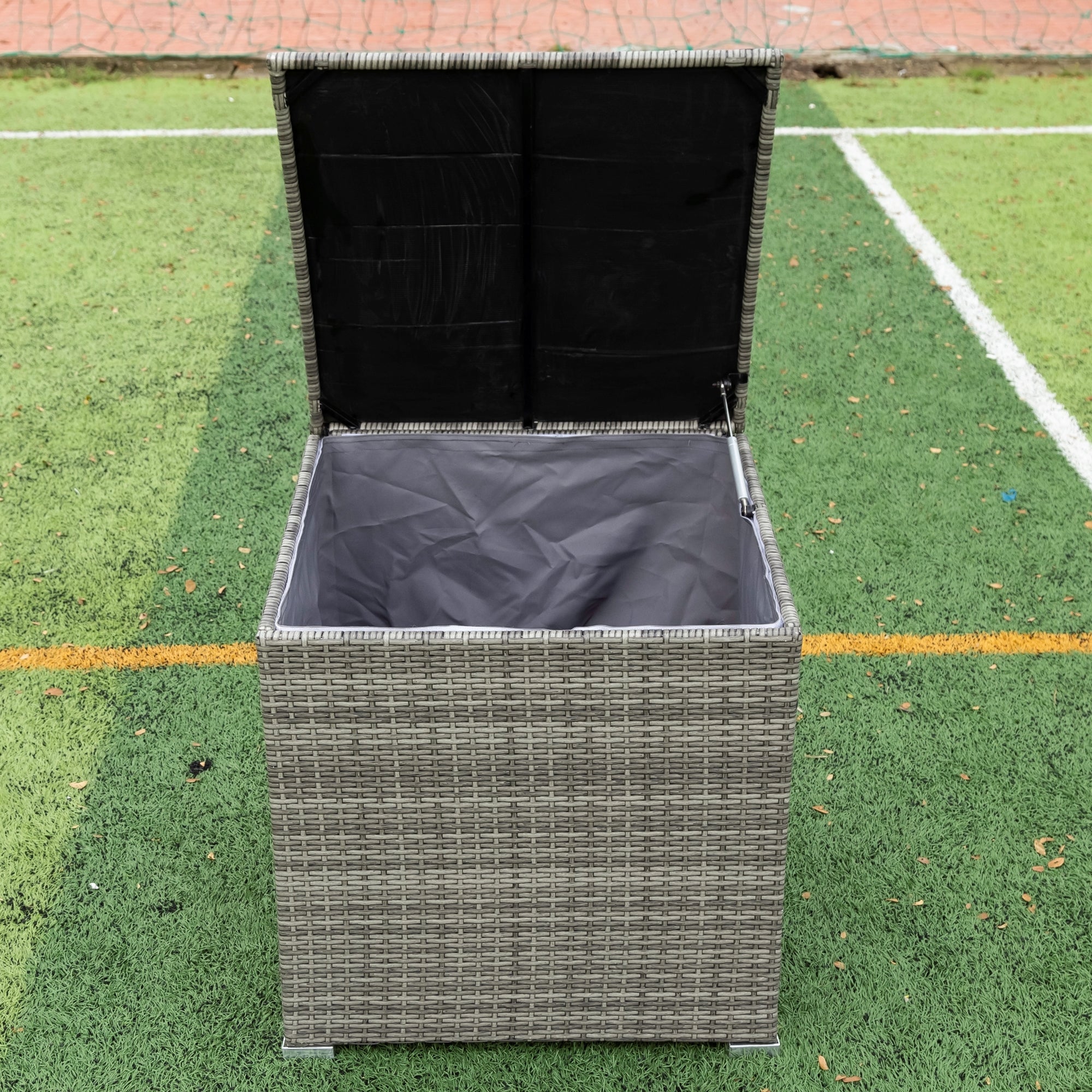 4-Piece Outdoor Patio Wicker Rattan Sectional Sofa Set with Storage Box and Cushions BOELEPS01TA-GR
