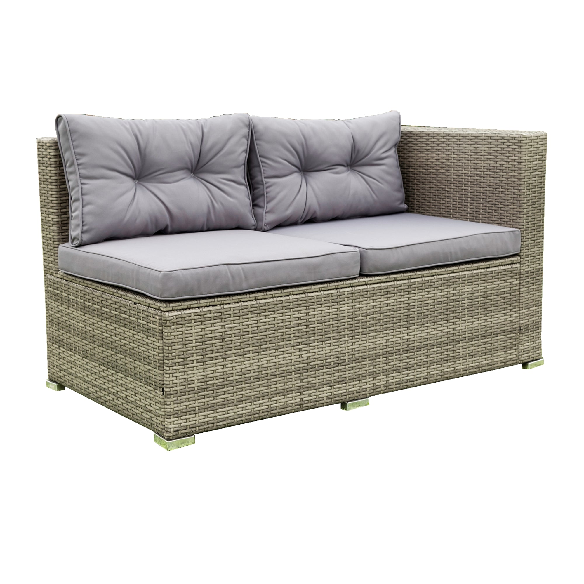 4-Piece Outdoor Patio Wicker Rattan Sectional Sofa Set with Storage Box and Cushions BOELEPS01TA-GR