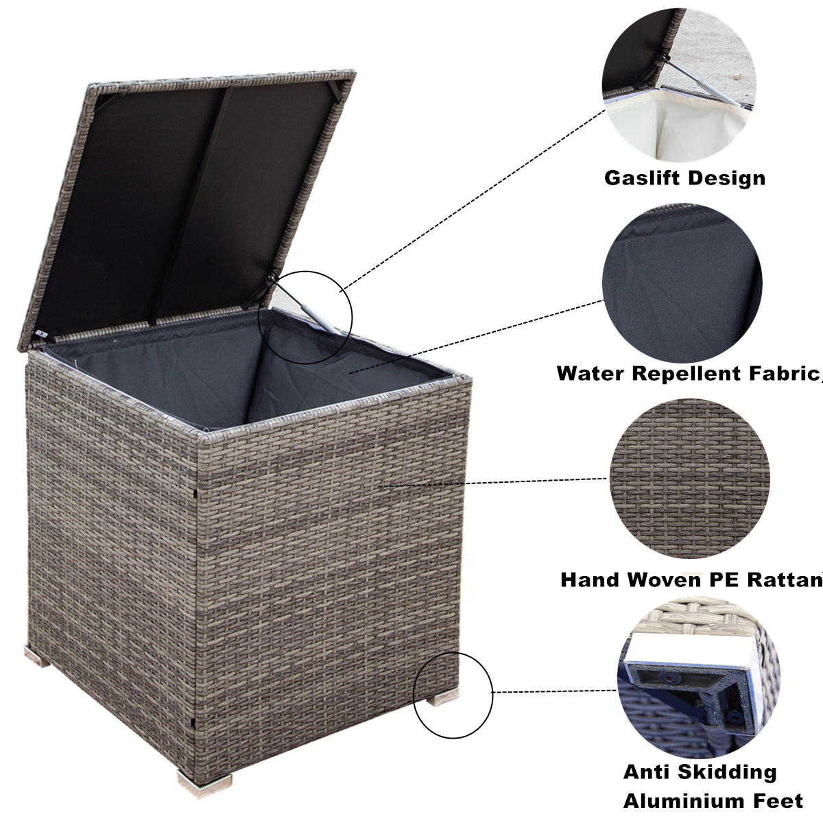 4-Piece Outdoor Patio Wicker Rattan Sectional Sofa Set with Storage Box and Cushions BOELEPS01TA-GR