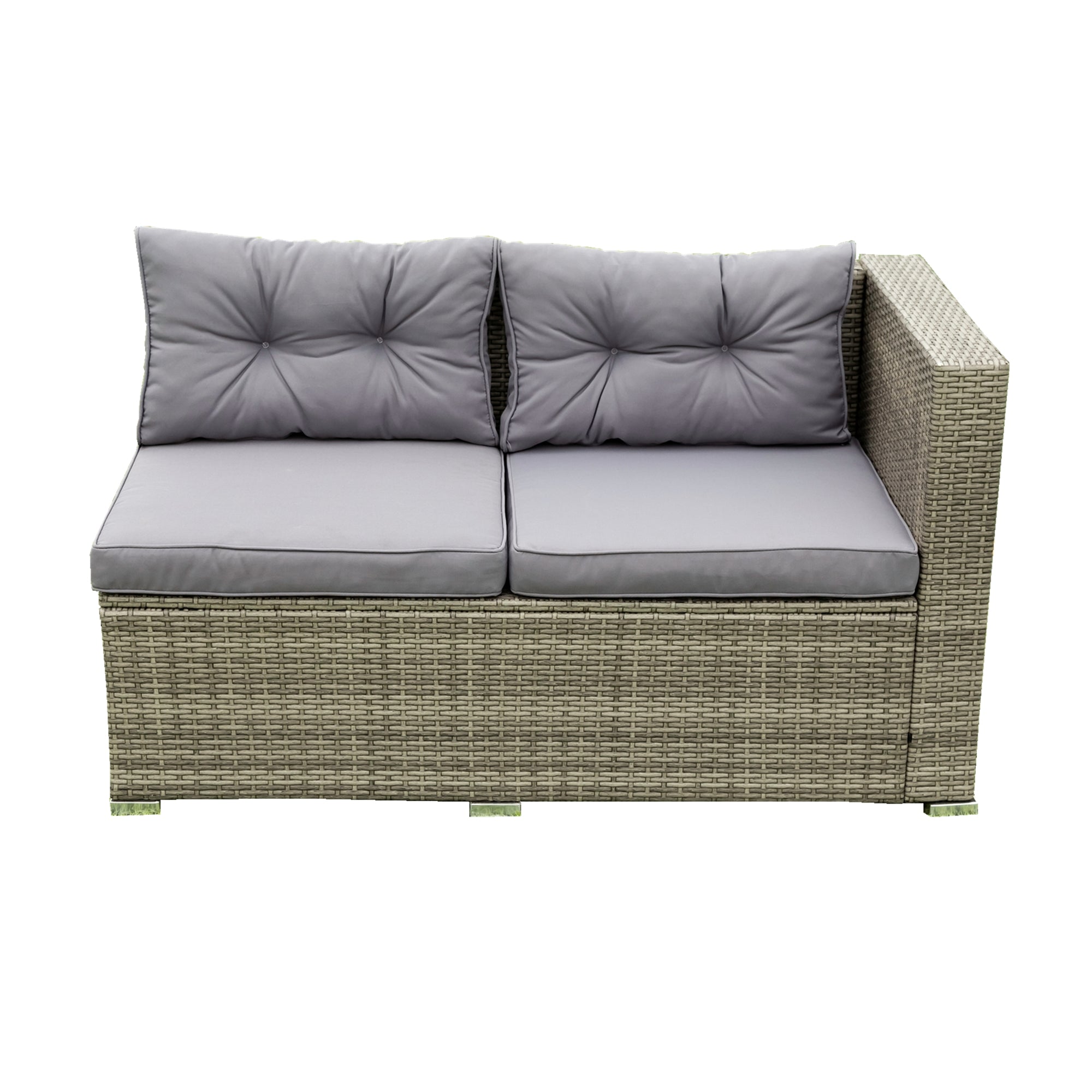 4-Piece Outdoor Patio Wicker Rattan Sectional Sofa Set with Storage Box and Cushions BOELEPS01TA-GR