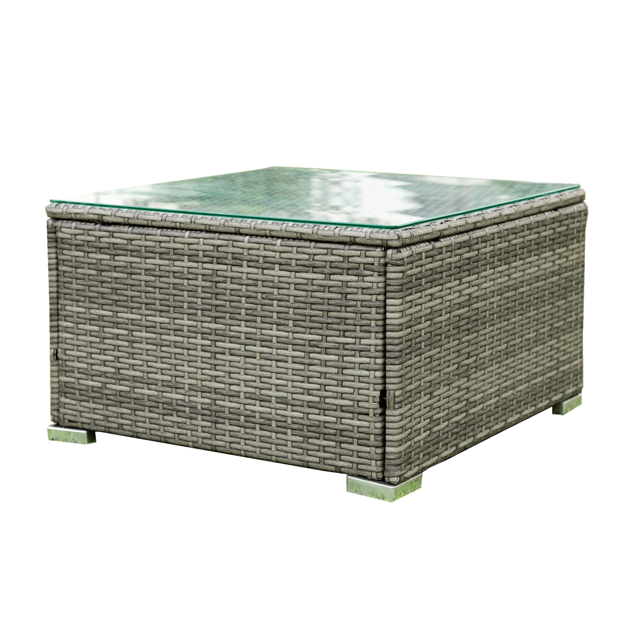 4-Piece Outdoor Patio Wicker Rattan Sectional Sofa Set with Storage Box and Cushions BOELEPS01TA-GR