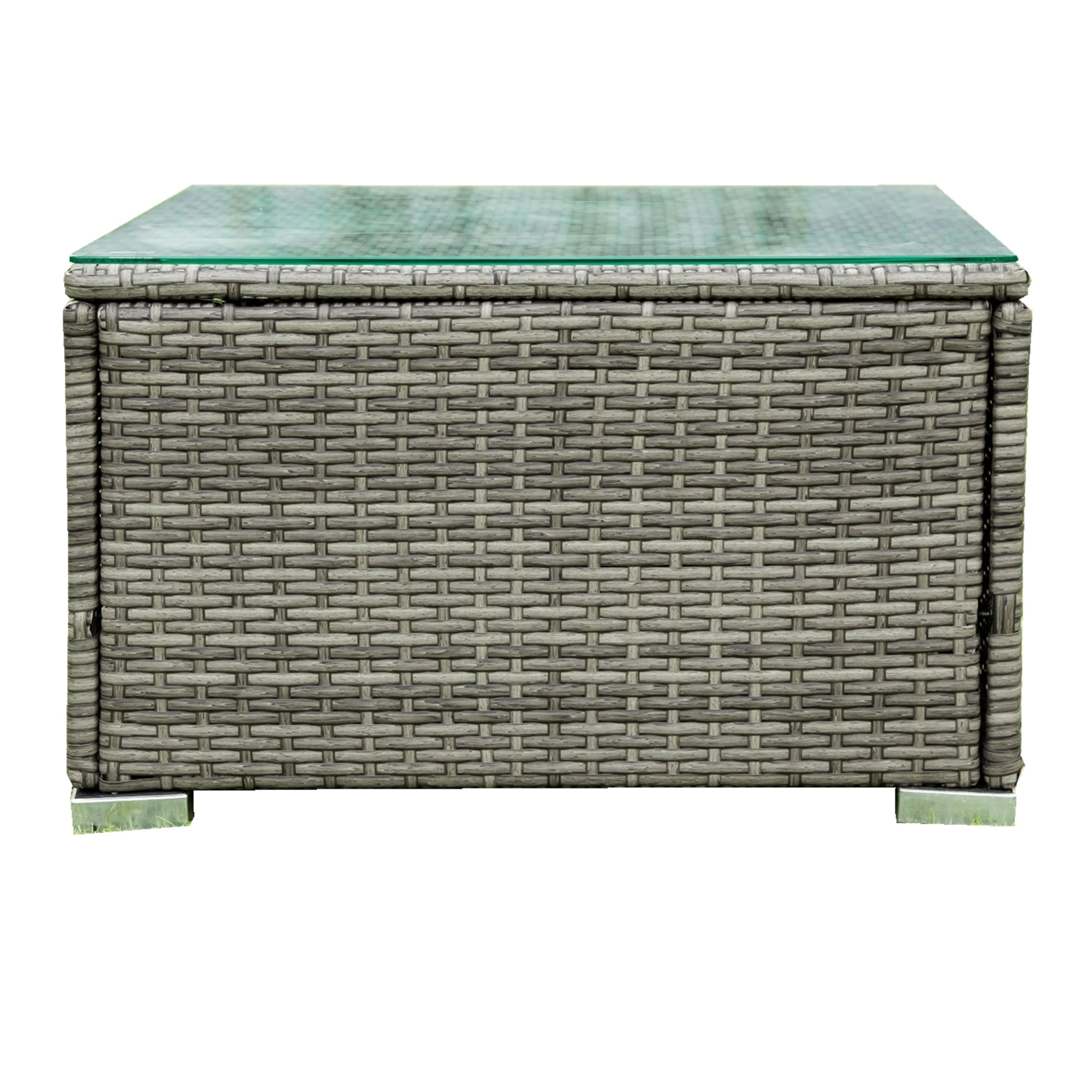 4-Piece Outdoor Patio Wicker Rattan Sectional Sofa Set with Storage Box and Cushions BOELEPS01TA-GR