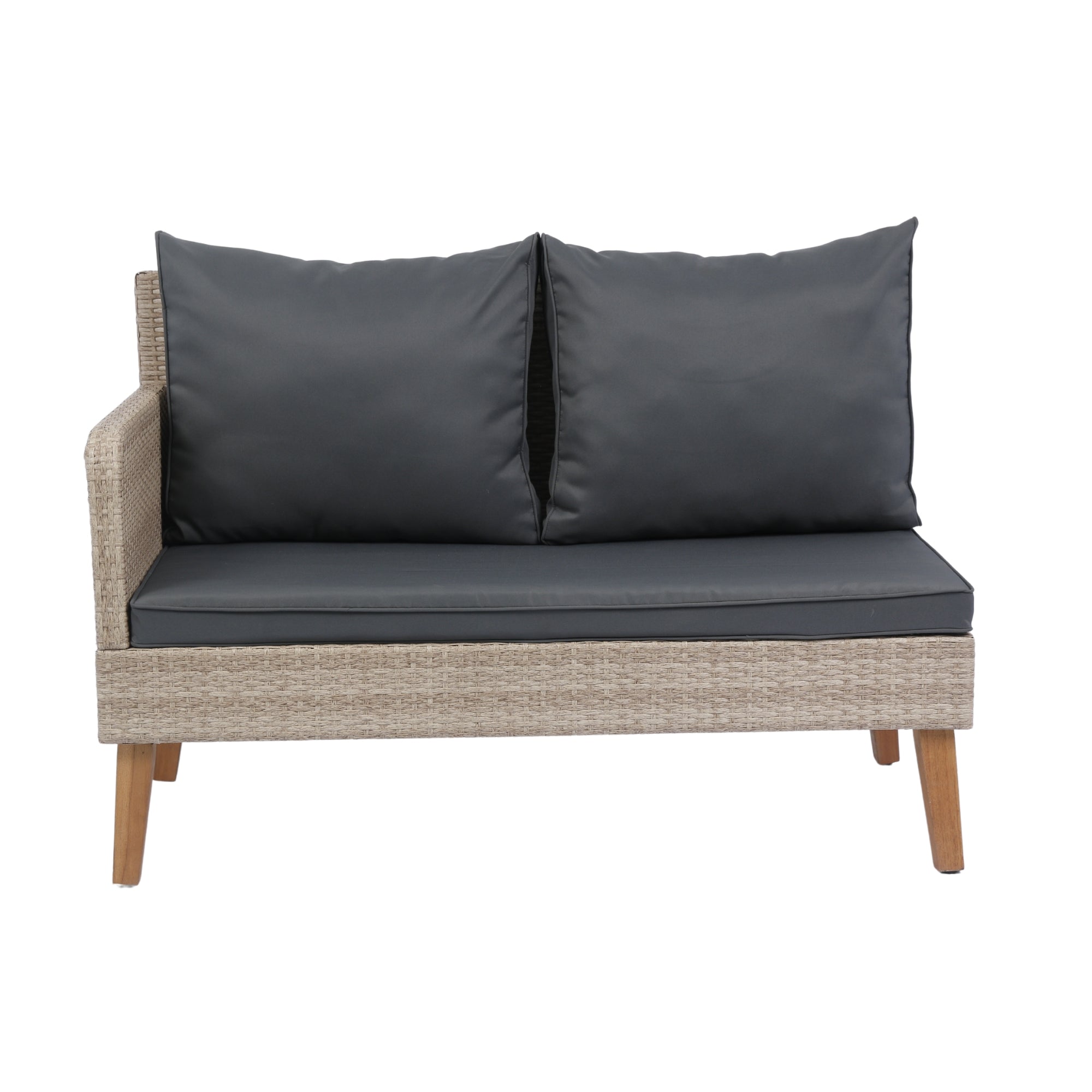 3-Piece Outdoor Patio Wicker Rattan Furniture Sofa Set with Dark Grey Cushion JMELEPS08NY-GR