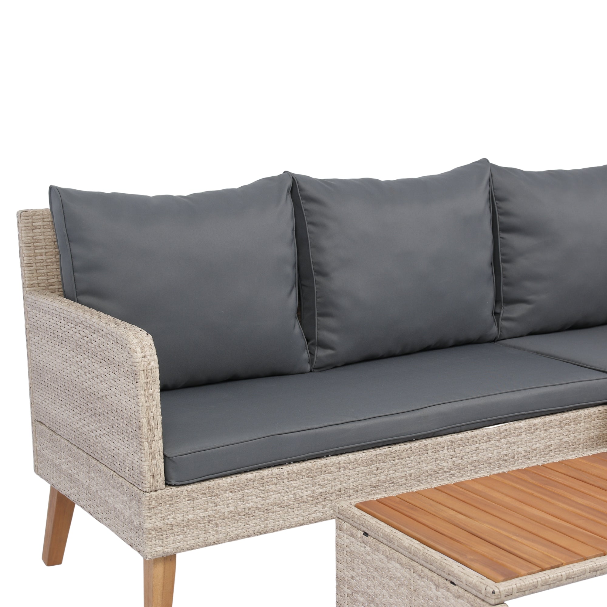3-Piece Outdoor Patio Wicker Rattan Furniture Sofa Set with Dark Grey Cushion JMELEPS08NY-GR