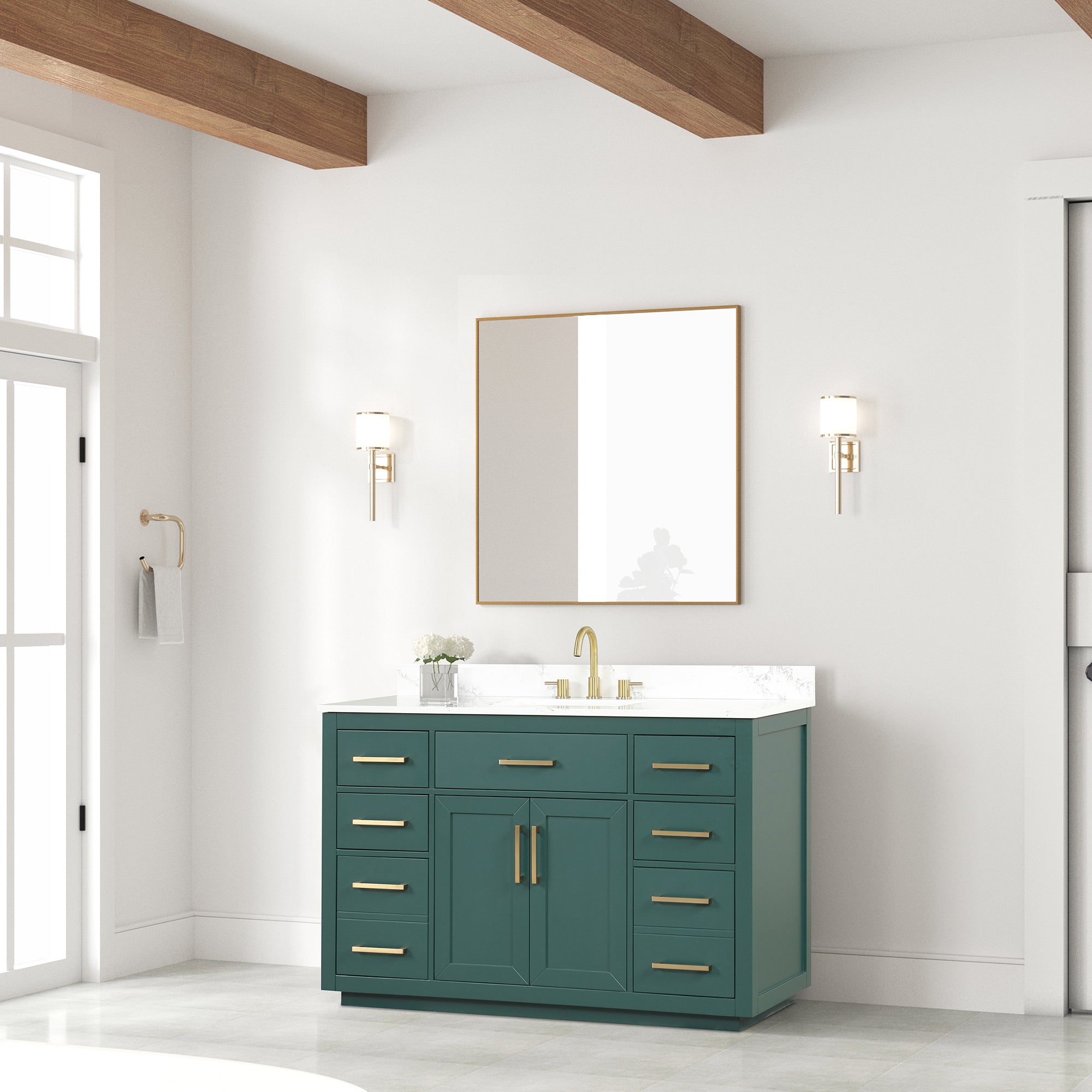 54 inch Freestanding Bathroom Vanity Set with Ceramic Sink