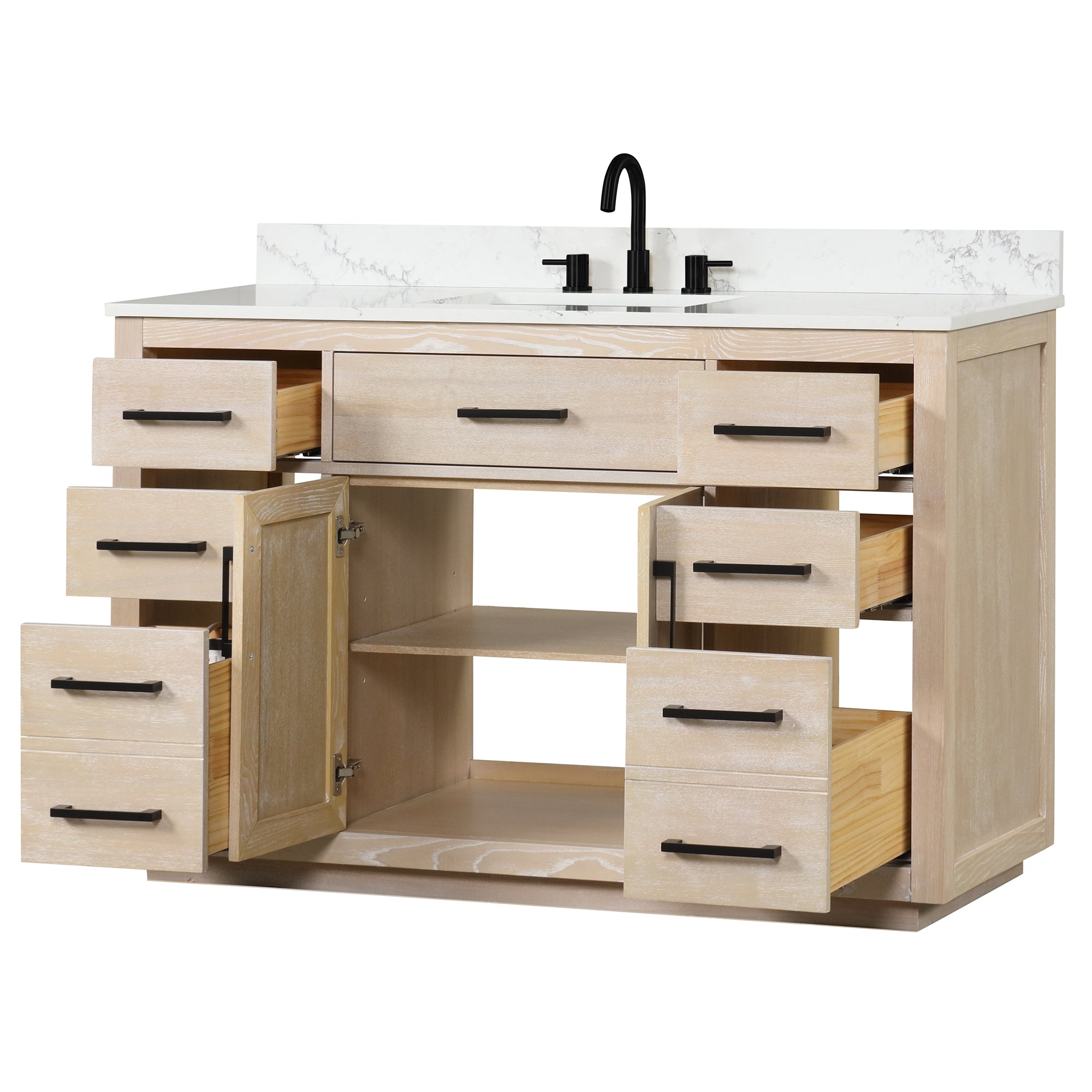 54 inch Freestanding Bathroom Vanity Set with Ceramic Sink