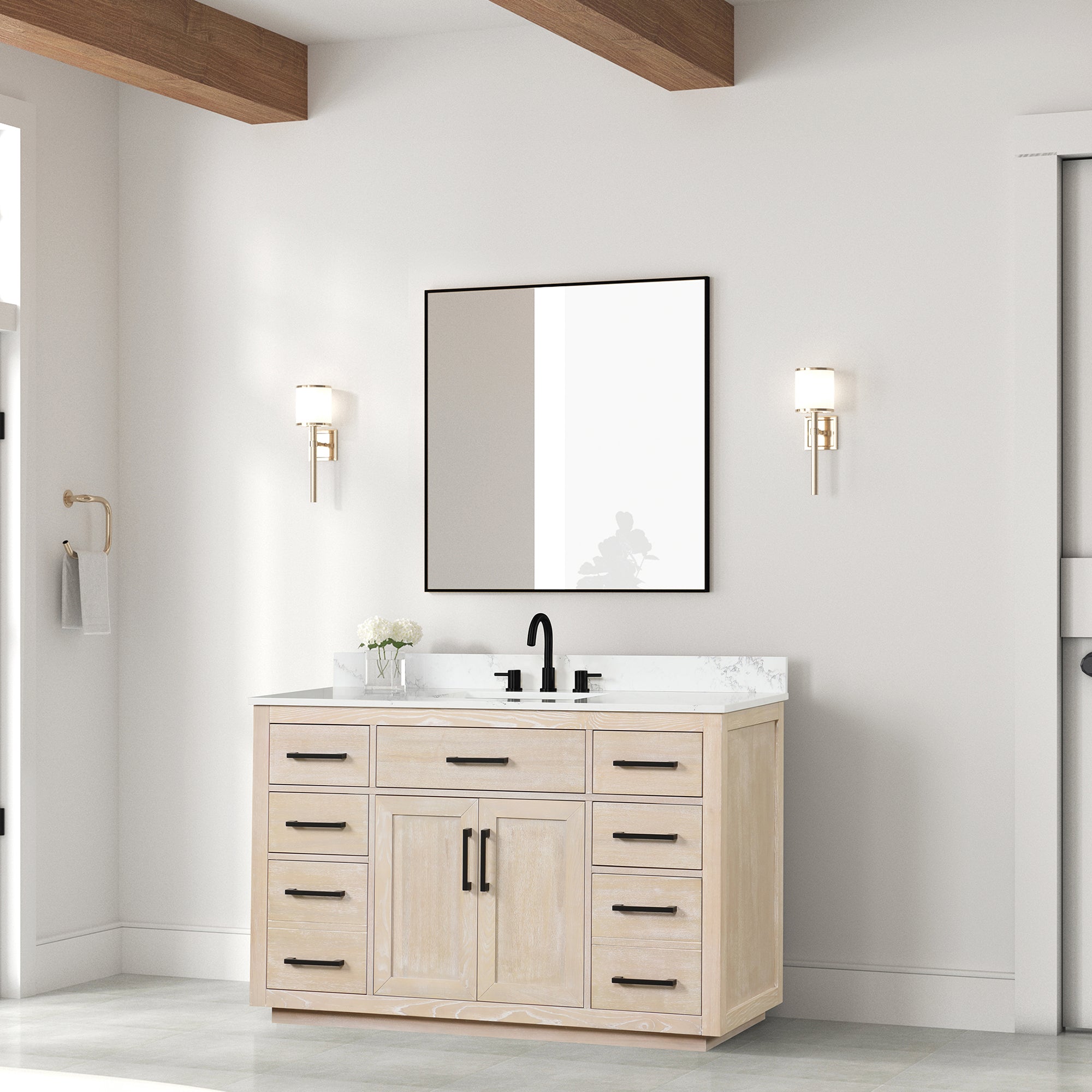 54 inch Freestanding Bathroom Vanity Set with Ceramic Sink