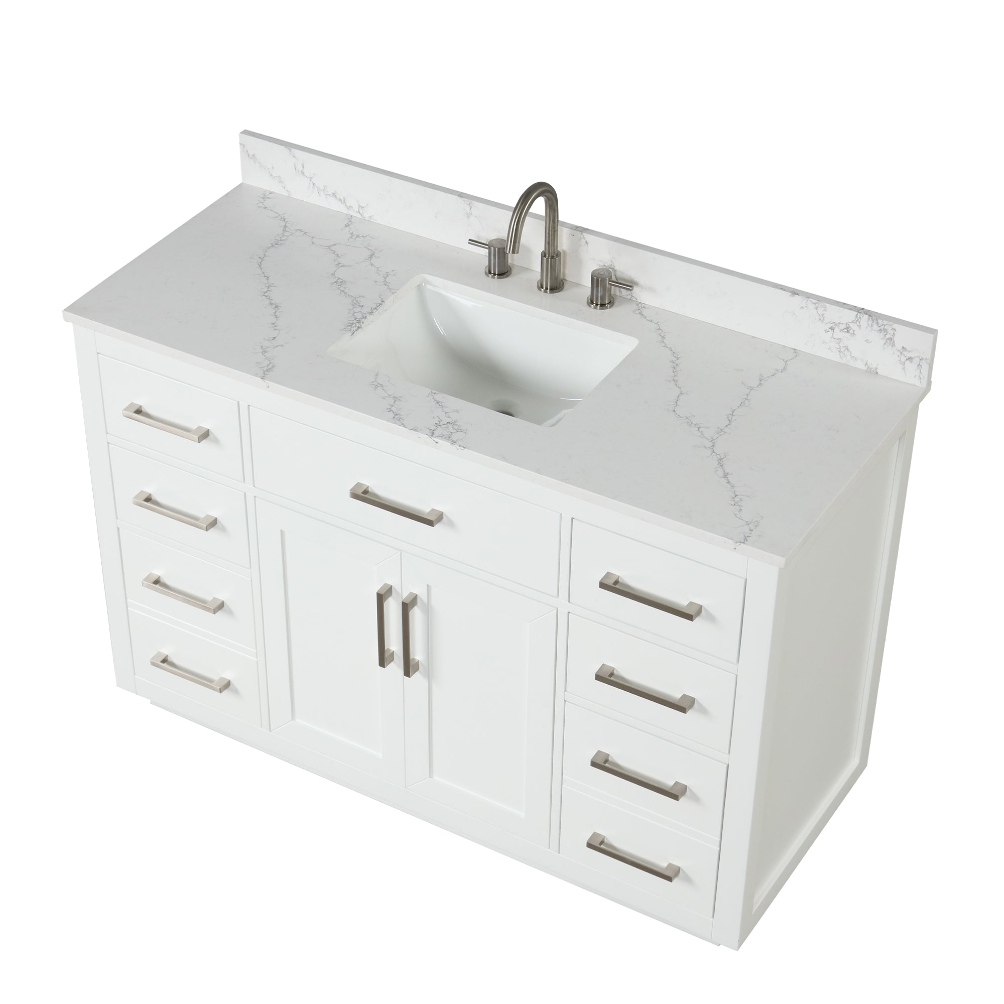 54 inch Freestanding Bathroom Vanity Set with Ceramic Sink