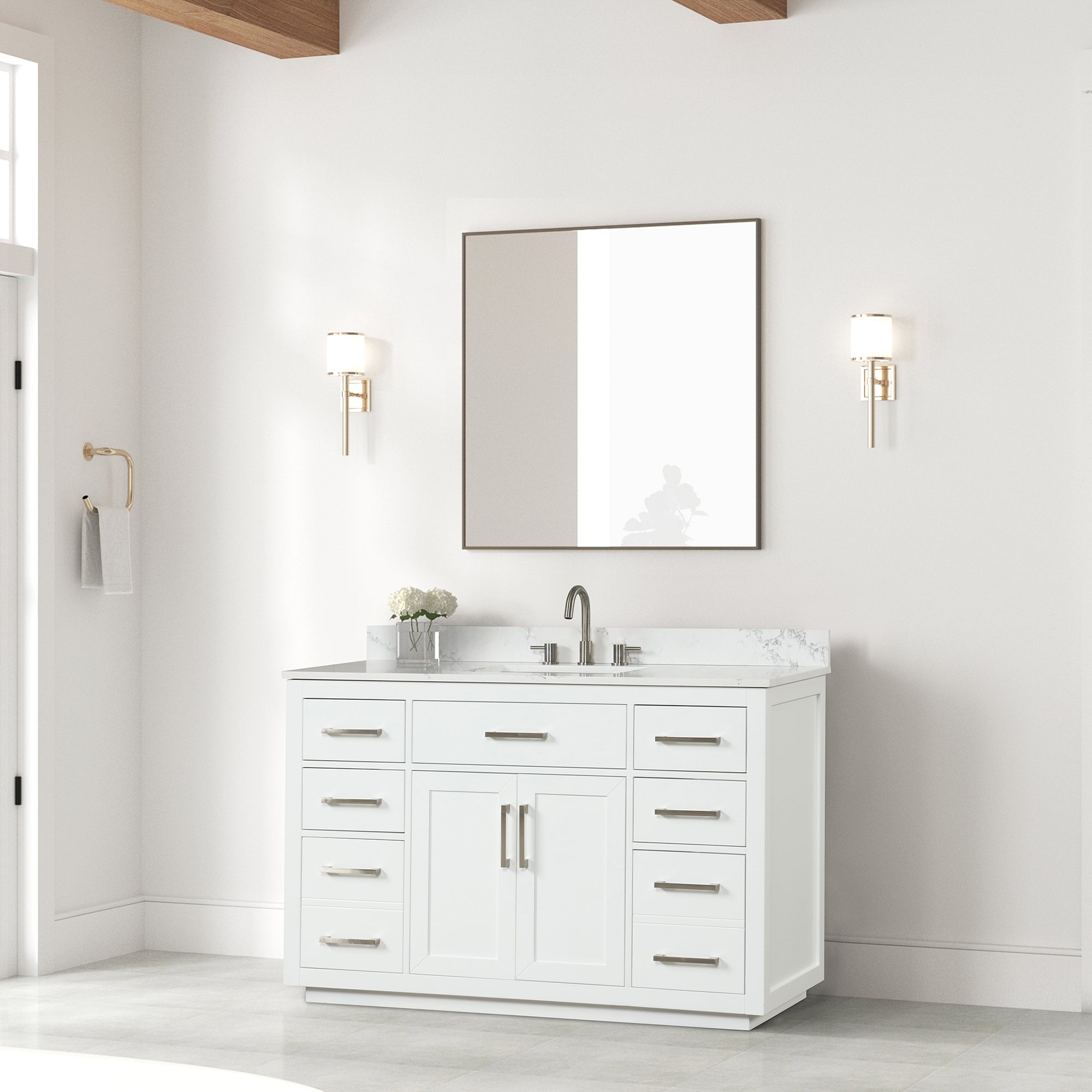 54 inch Freestanding Bathroom Vanity Set with Ceramic Sink