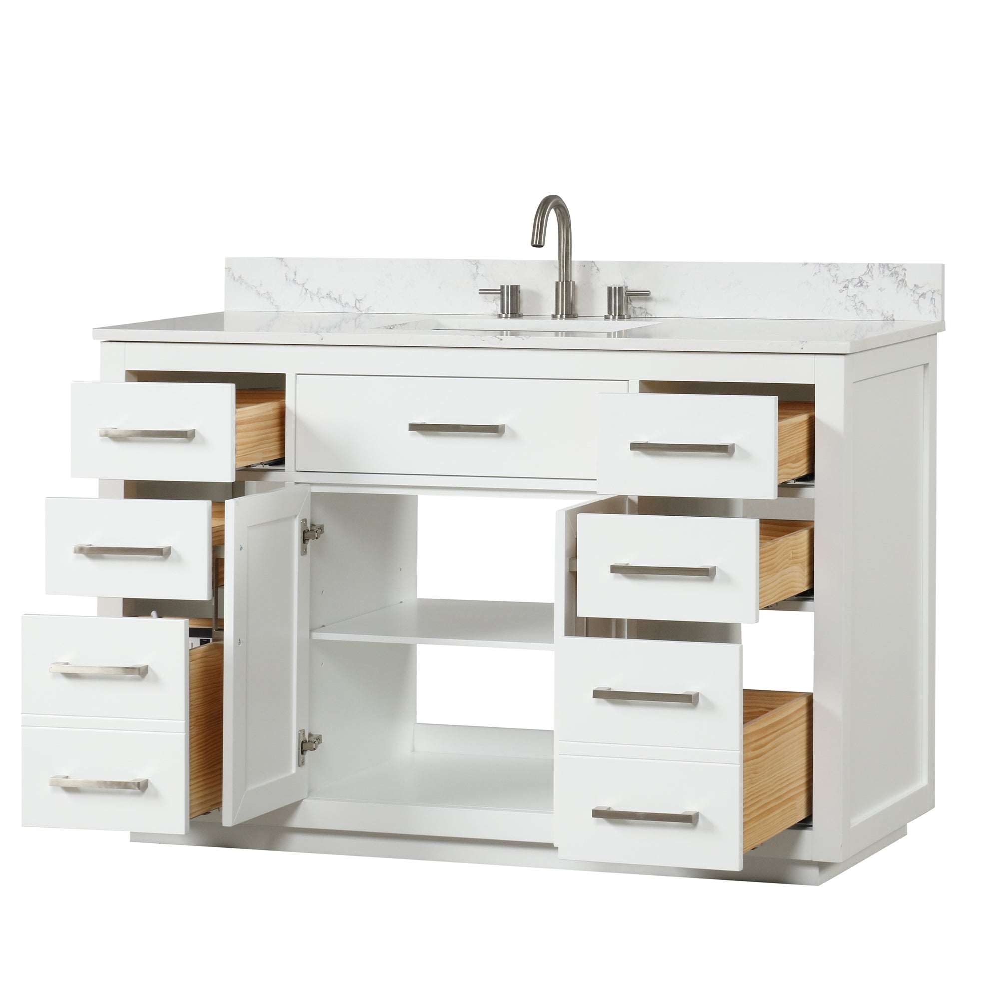 54 inch Freestanding Bathroom Vanity Set with Ceramic Sink