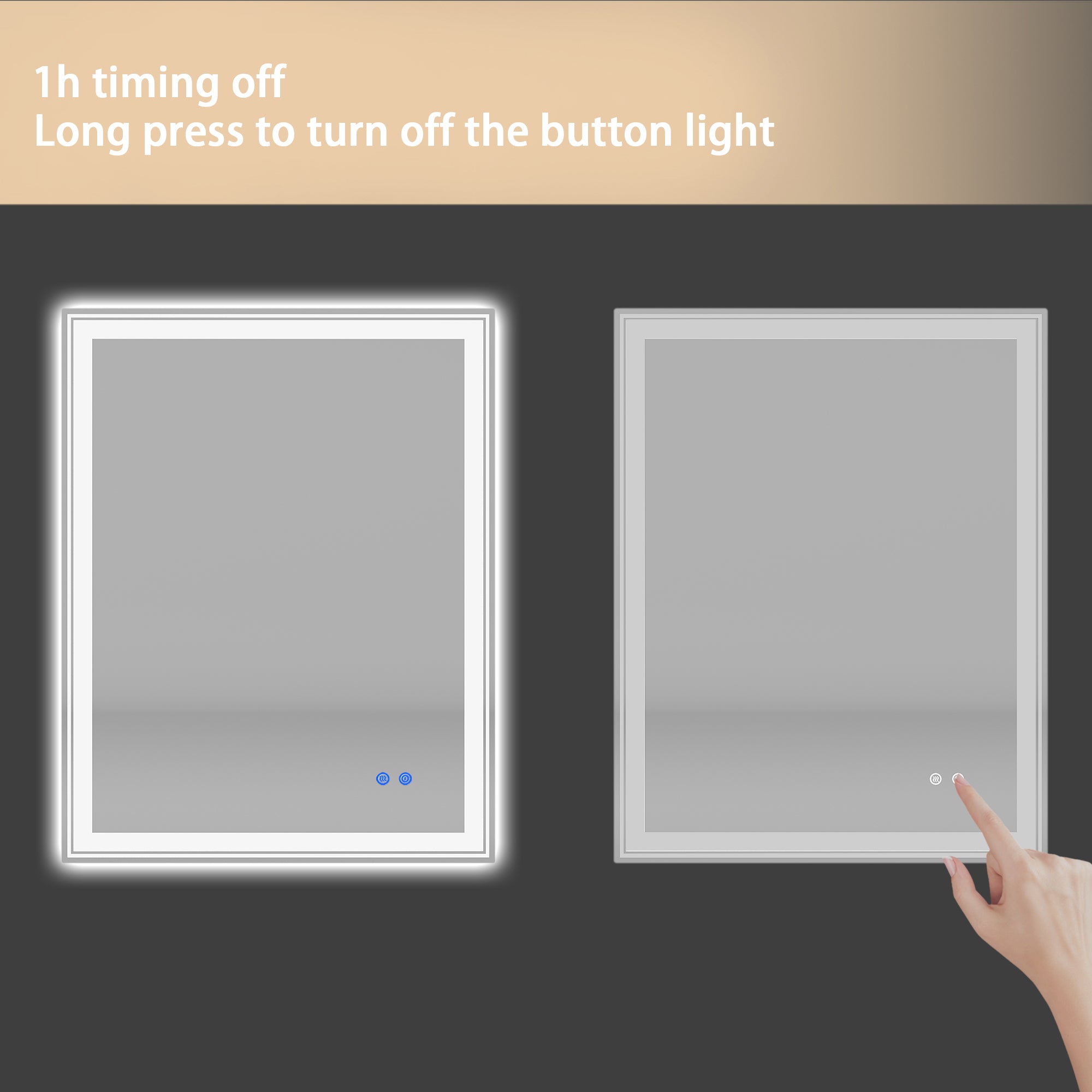 Rectangular Frameless Dimmable Wall Mounted LED Bathroom Vanity Mirror