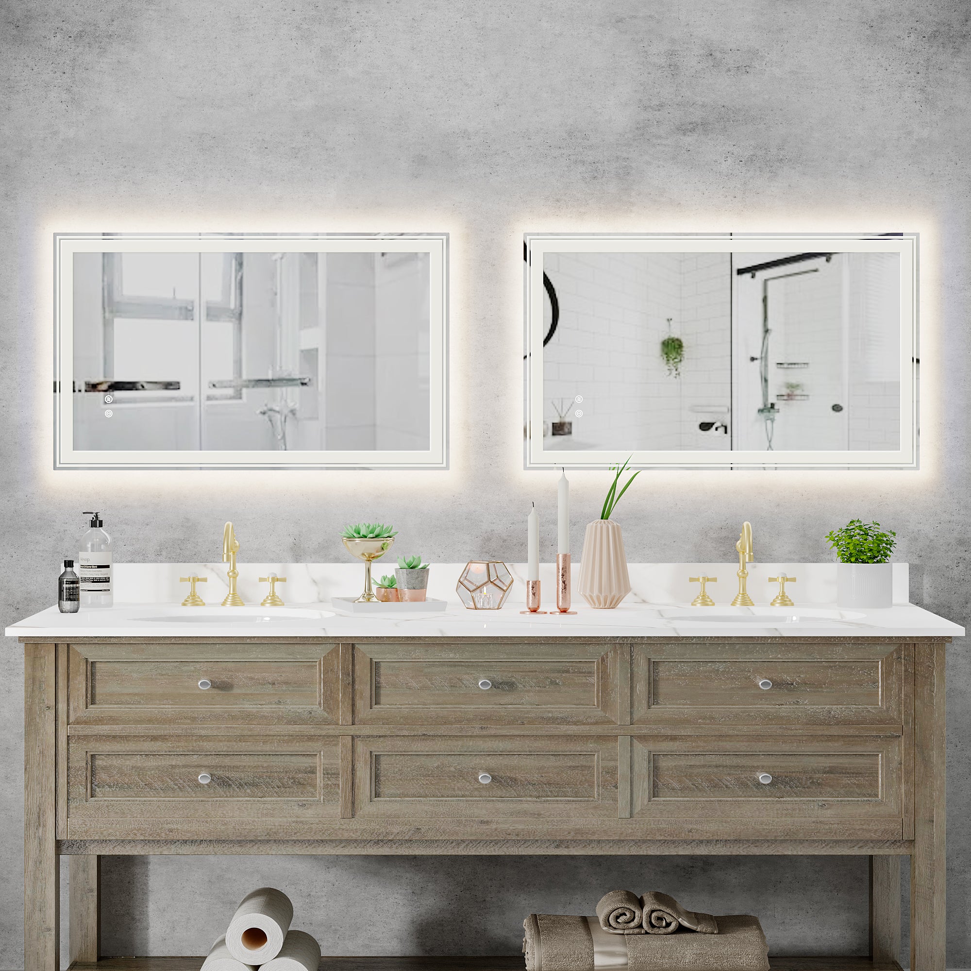 Rectangular Frameless Dimmable Wall Mounted LED Bathroom Vanity Mirror