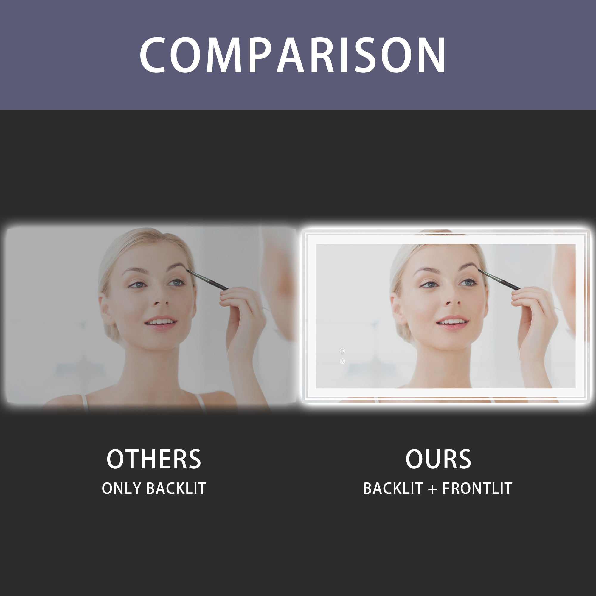 Rectangular Frameless Dimmable Wall Mounted LED Bathroom Vanity Mirror