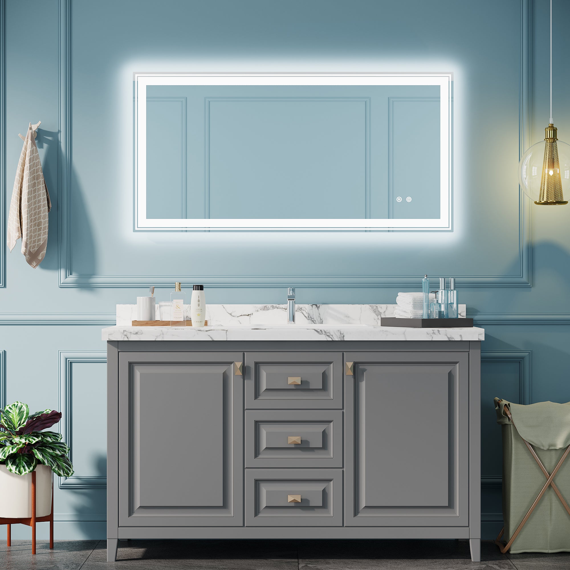 Rectangular Frameless Dimmable Wall Mounted LED Bathroom Vanity Mirror
