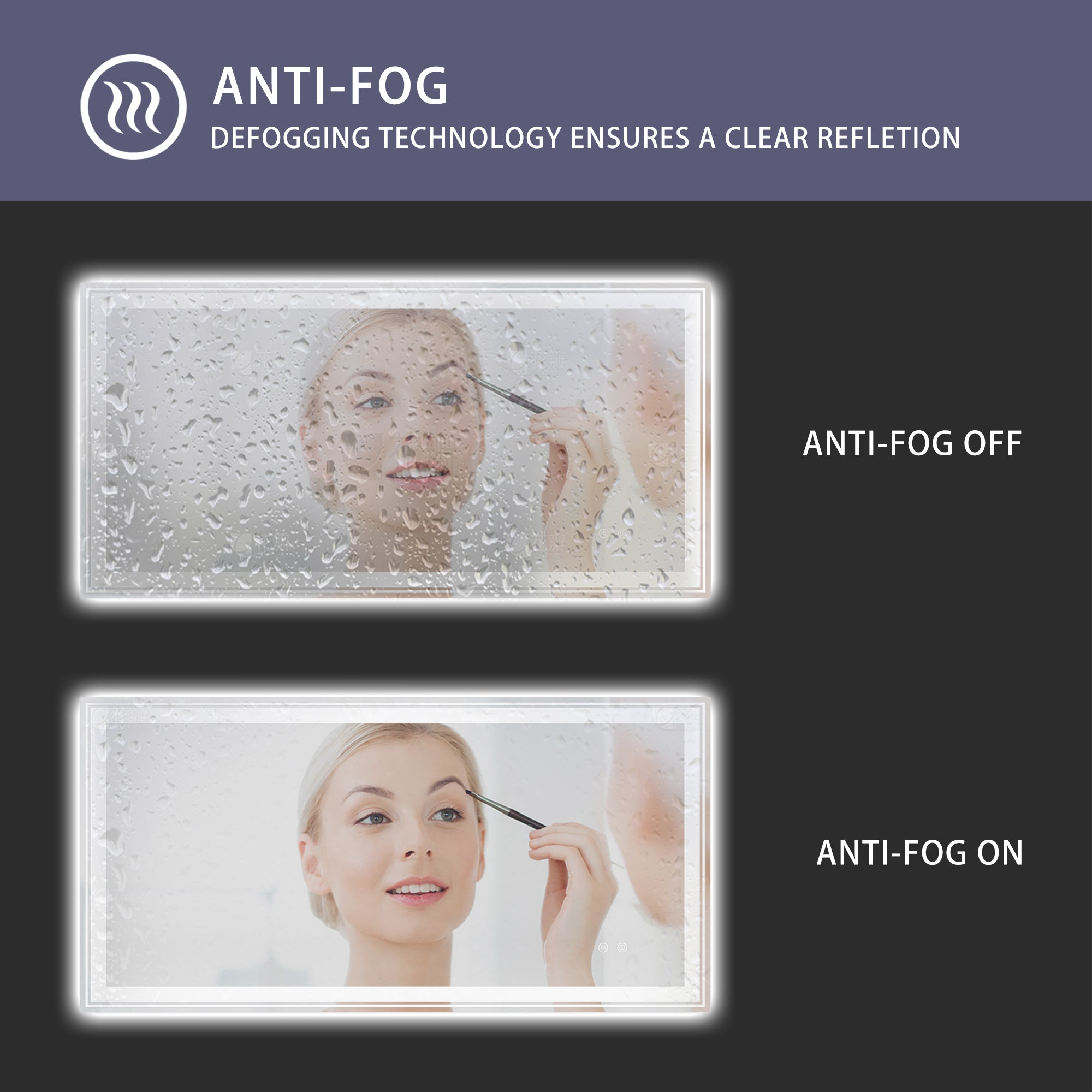 Rectangular Frameless Dimmable Wall Mounted LED Bathroom Vanity Mirror