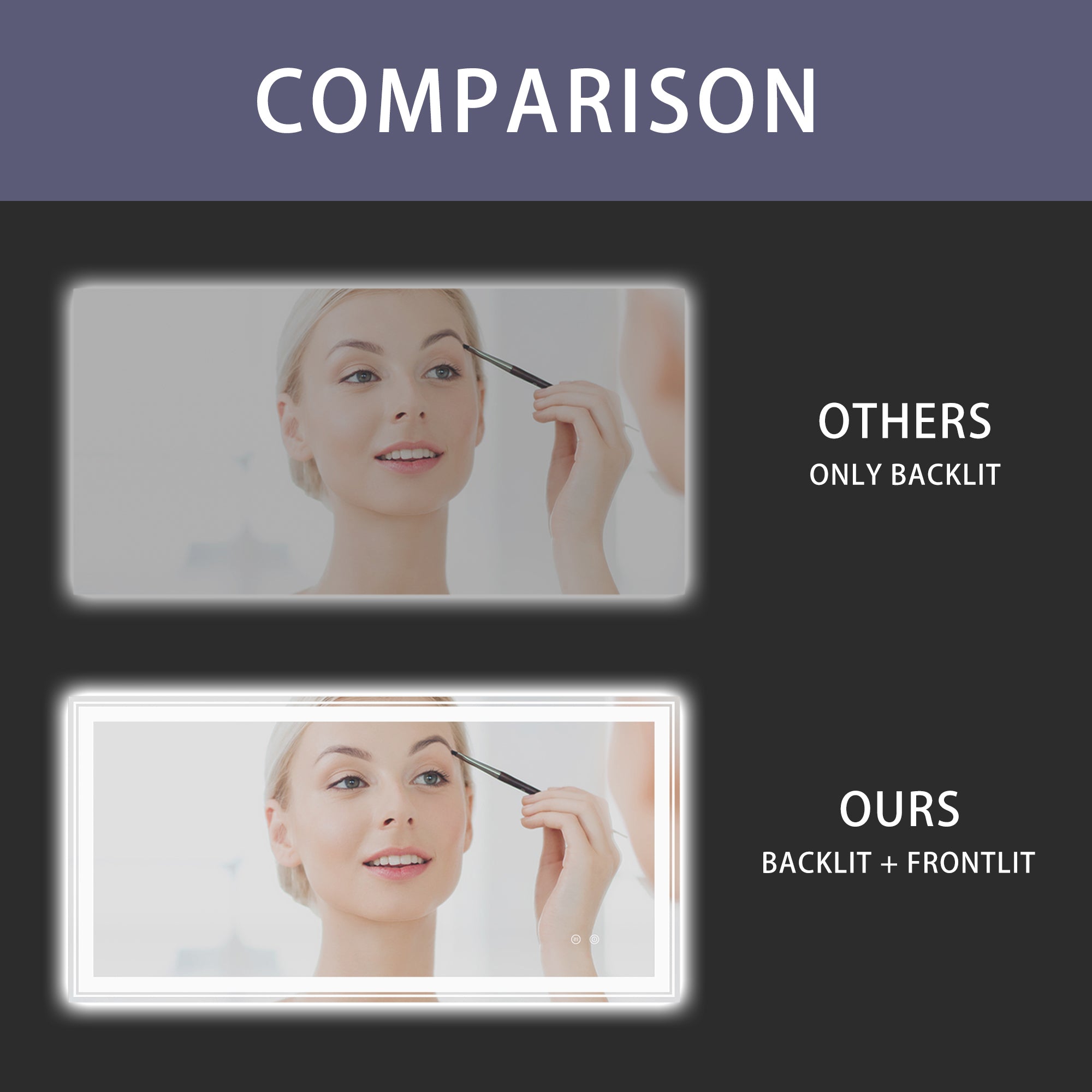 Rectangular Frameless Dimmable Wall Mounted LED Bathroom Vanity Mirror