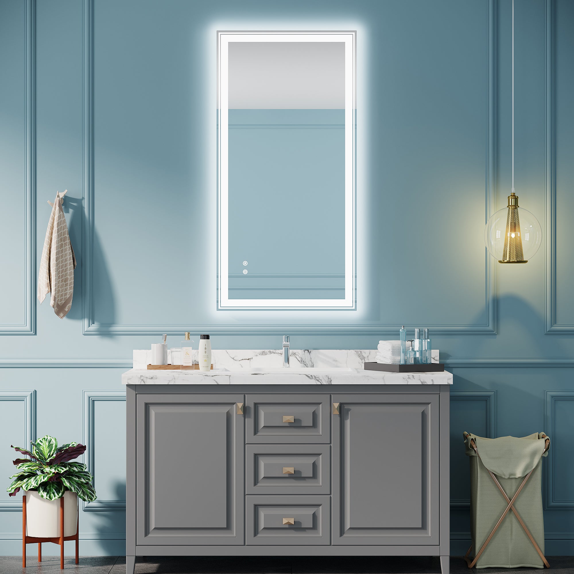 Rectangular Frameless Dimmable Wall Mounted LED Bathroom Vanity Mirror