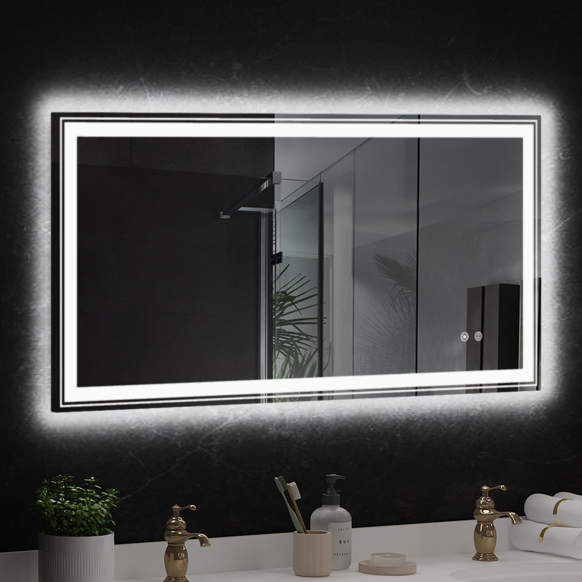 Rectangular Frameless Dimmable Wall Mounted LED Bathroom Vanity Mirror