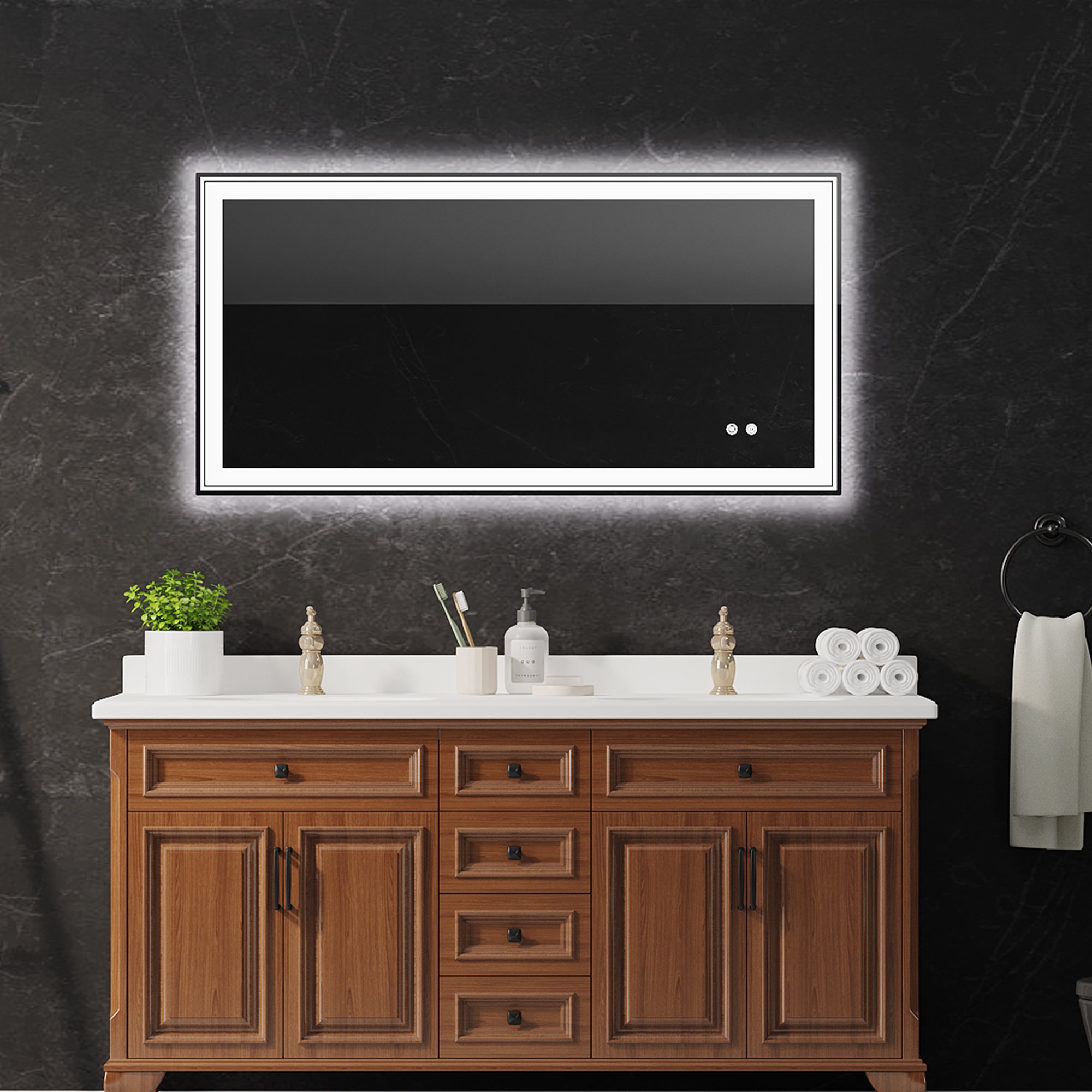 Rectangular Frameless Dimmable Wall Mounted LED Bathroom Vanity Mirror