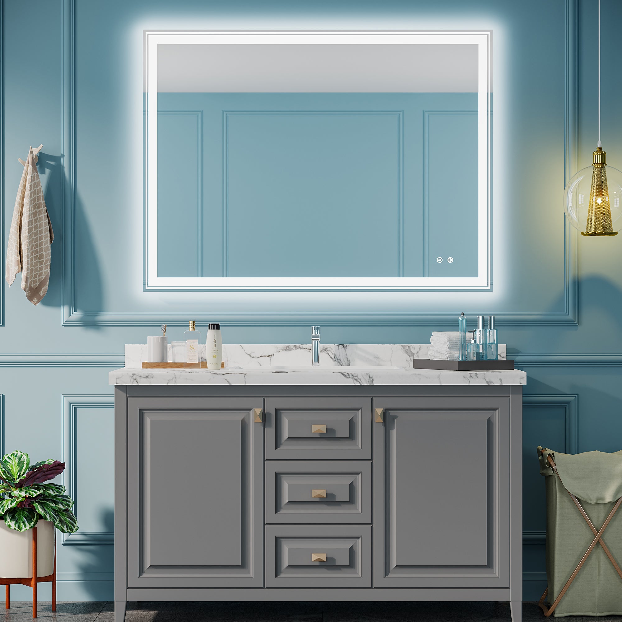 Rectangular Frameless Dimmable Wall Mounted LED Bathroom Vanity Mirror