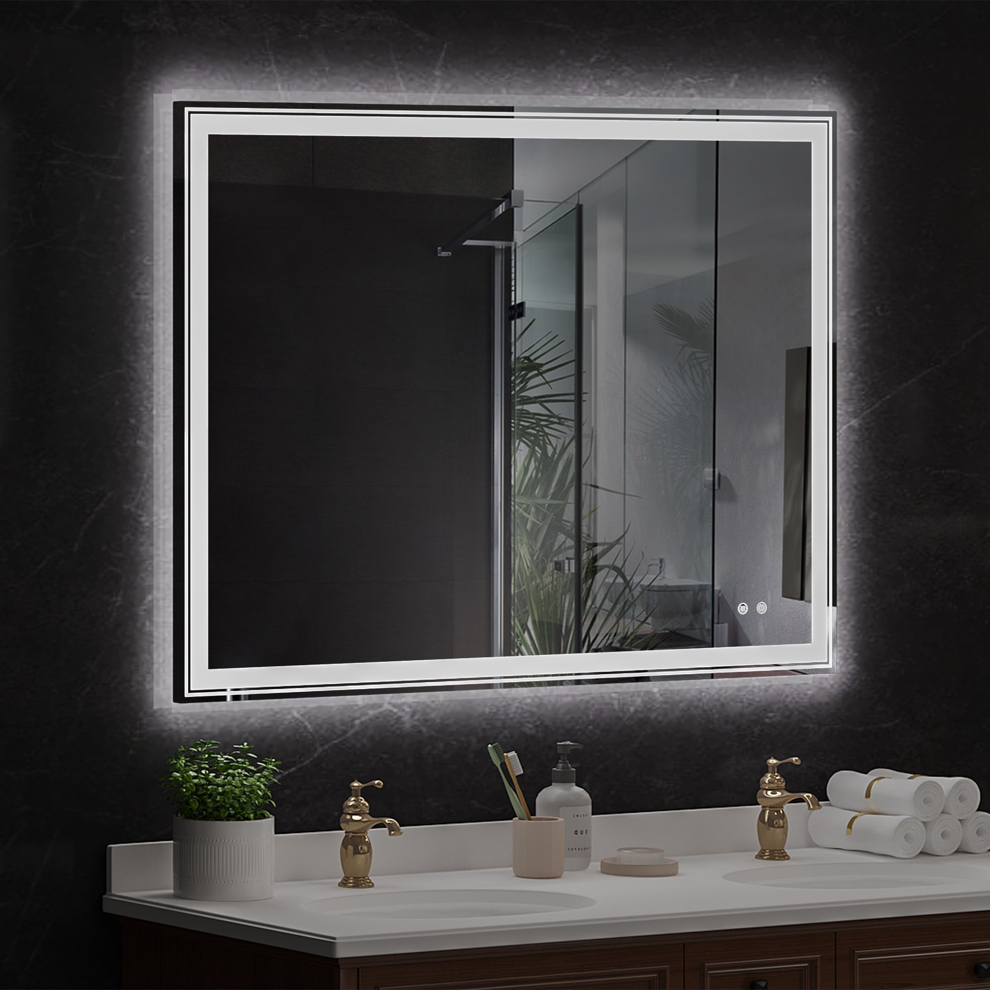 Rectangular Frameless Dimmable Wall Mounted LED Bathroom Vanity Mirror