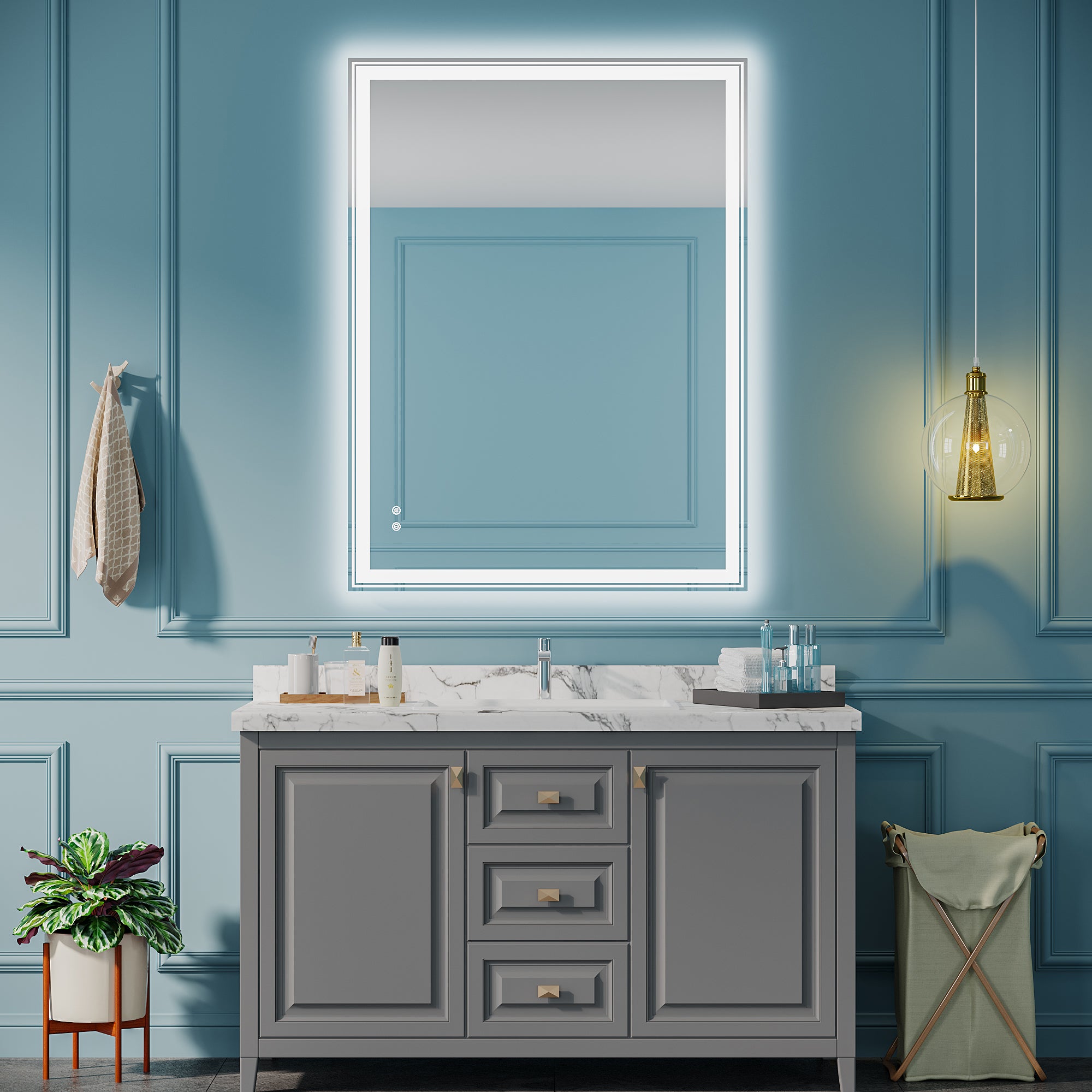 Rectangular Frameless Dimmable Wall Mounted LED Bathroom Vanity Mirror