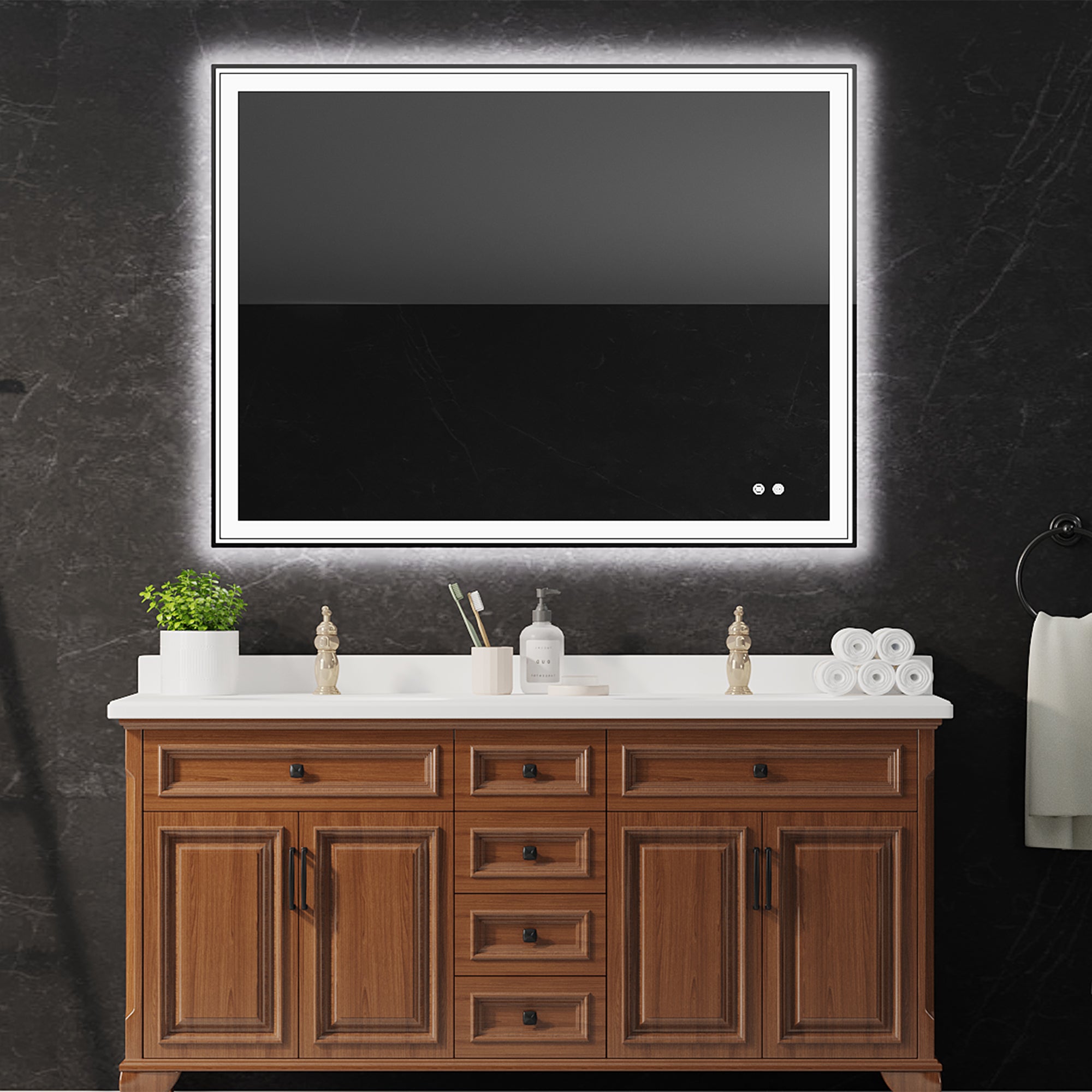 Rectangular Frameless Dimmable Wall Mounted LED Bathroom Vanity Mirror