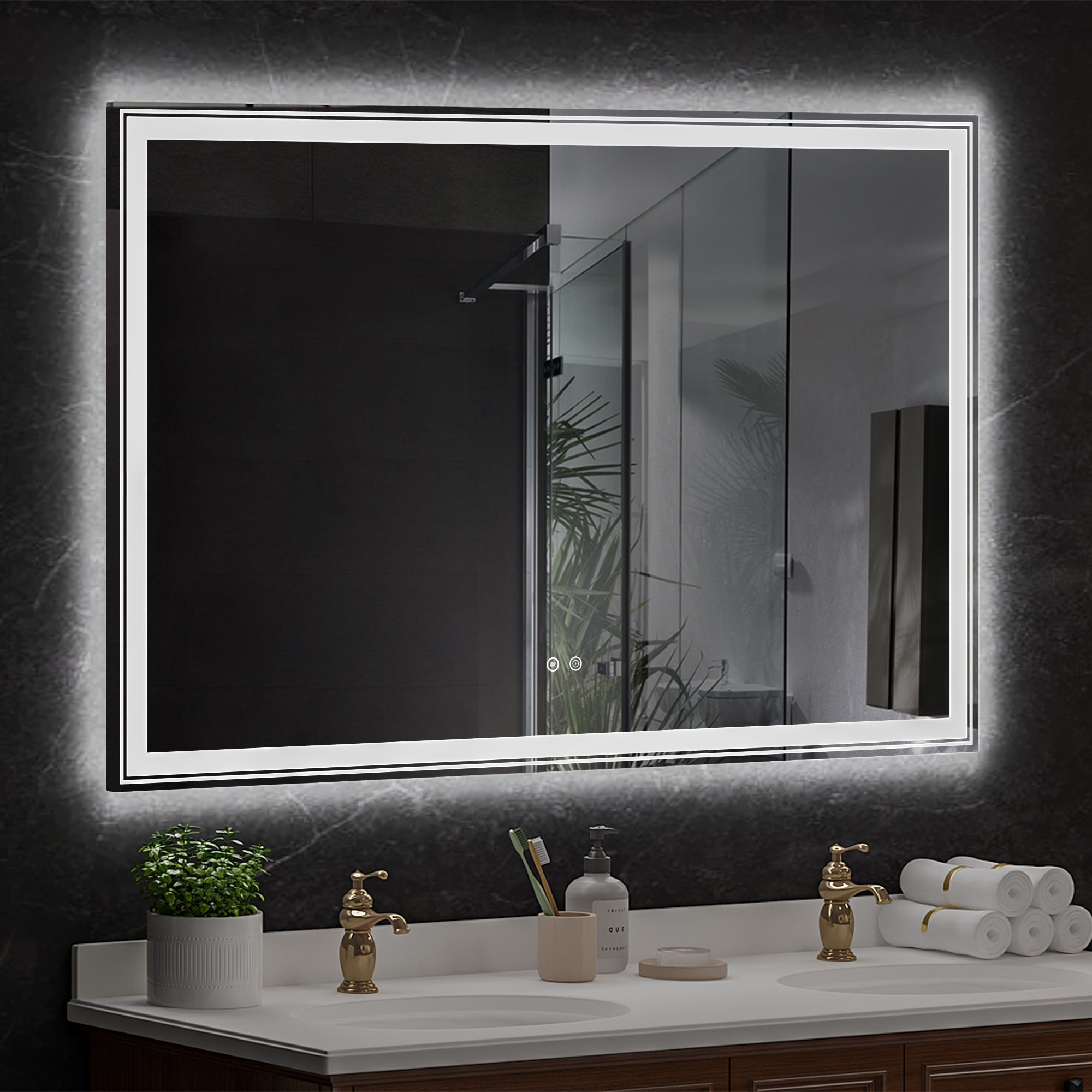 Rectangular Frameless Dimmable Wall Mounted LED Bathroom Vanity Mirror