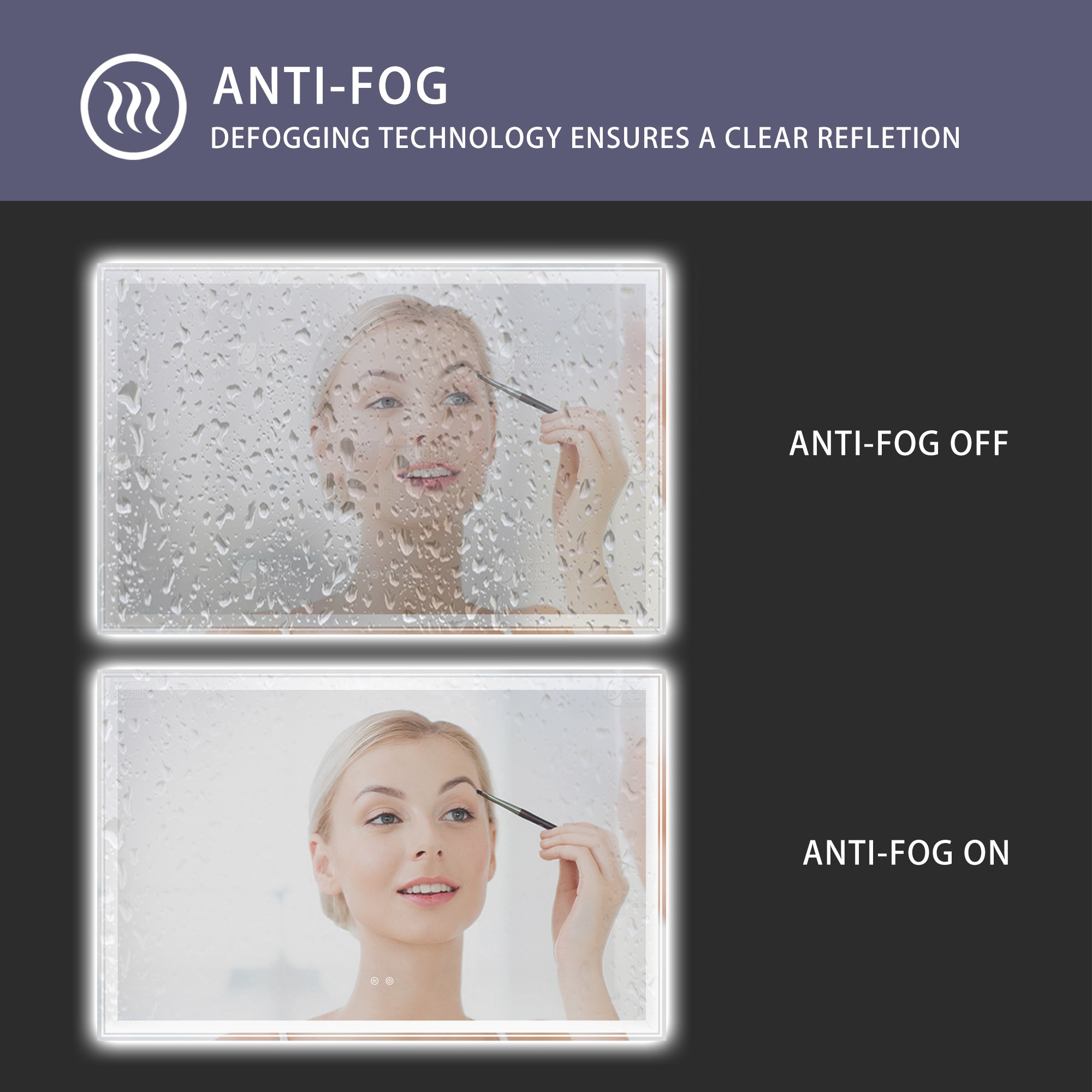 Rectangular Frameless Dimmable Wall Mounted LED Bathroom Vanity Mirror